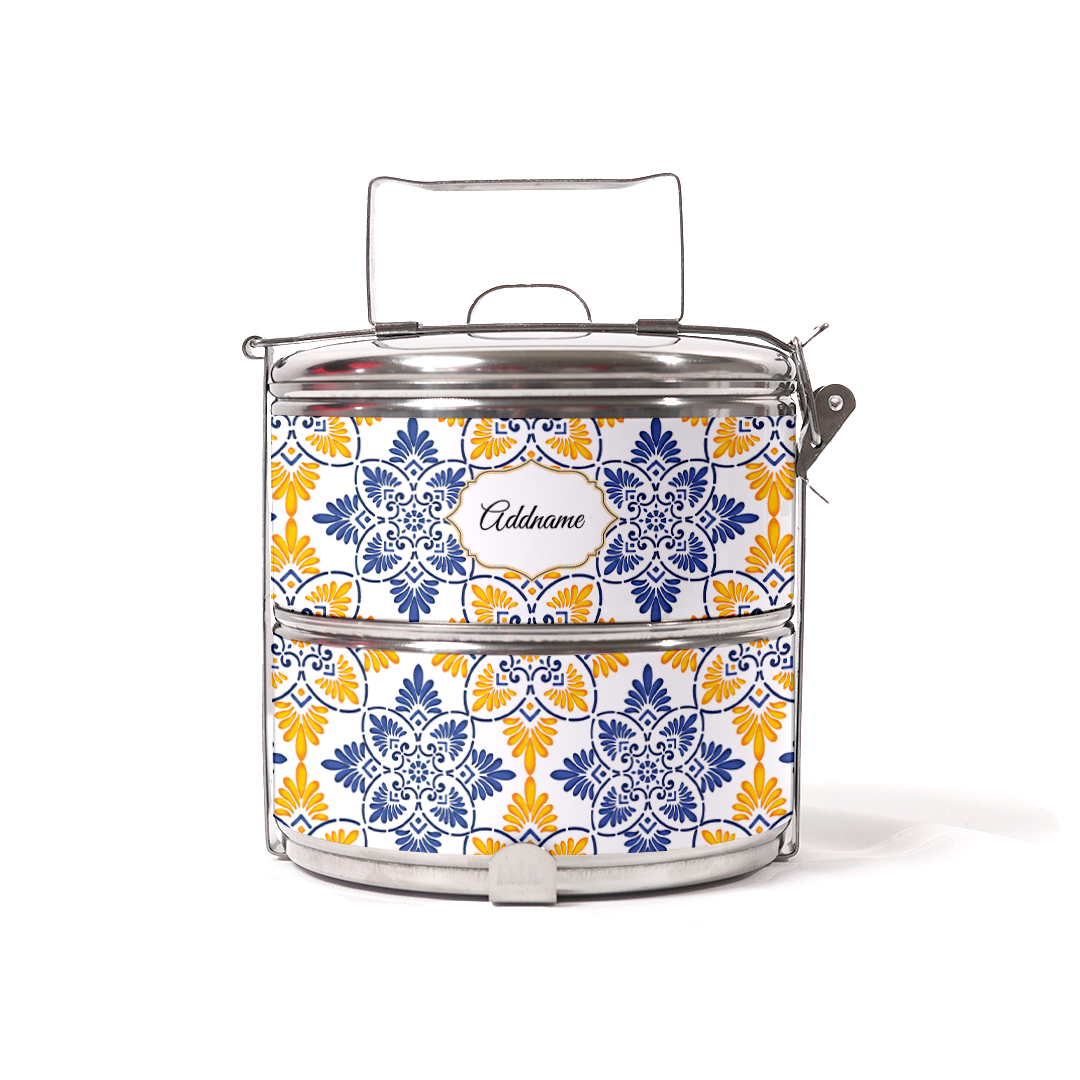Moroccan Series - Arabesque Butter Blue  - Two-Tier Tiffin Carrier
