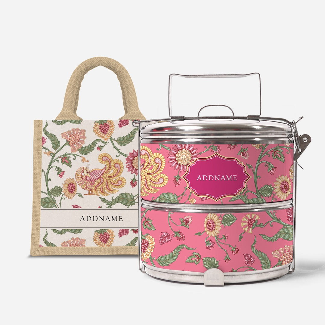 Batik Cempaka - Lunch Tote Bag with Two-Tier Tiffin Carrier