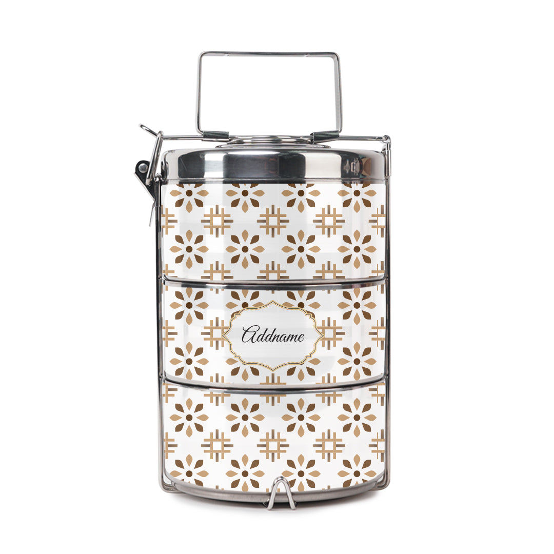 Moroccan Series - Arabesque Tawny Brown - Three-Tier Tiffin Carrier