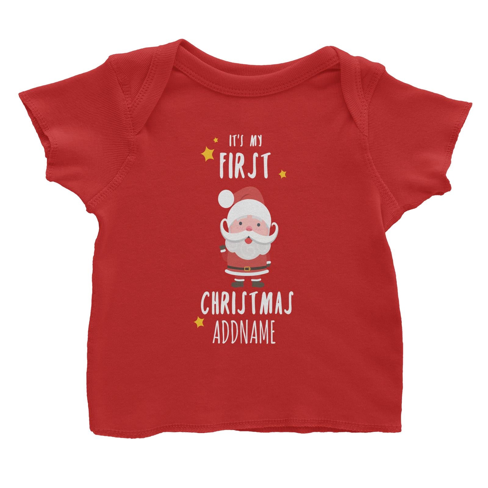 Cute Santa First Christmas Addname Baby T-Shirt  Personalizable Designs