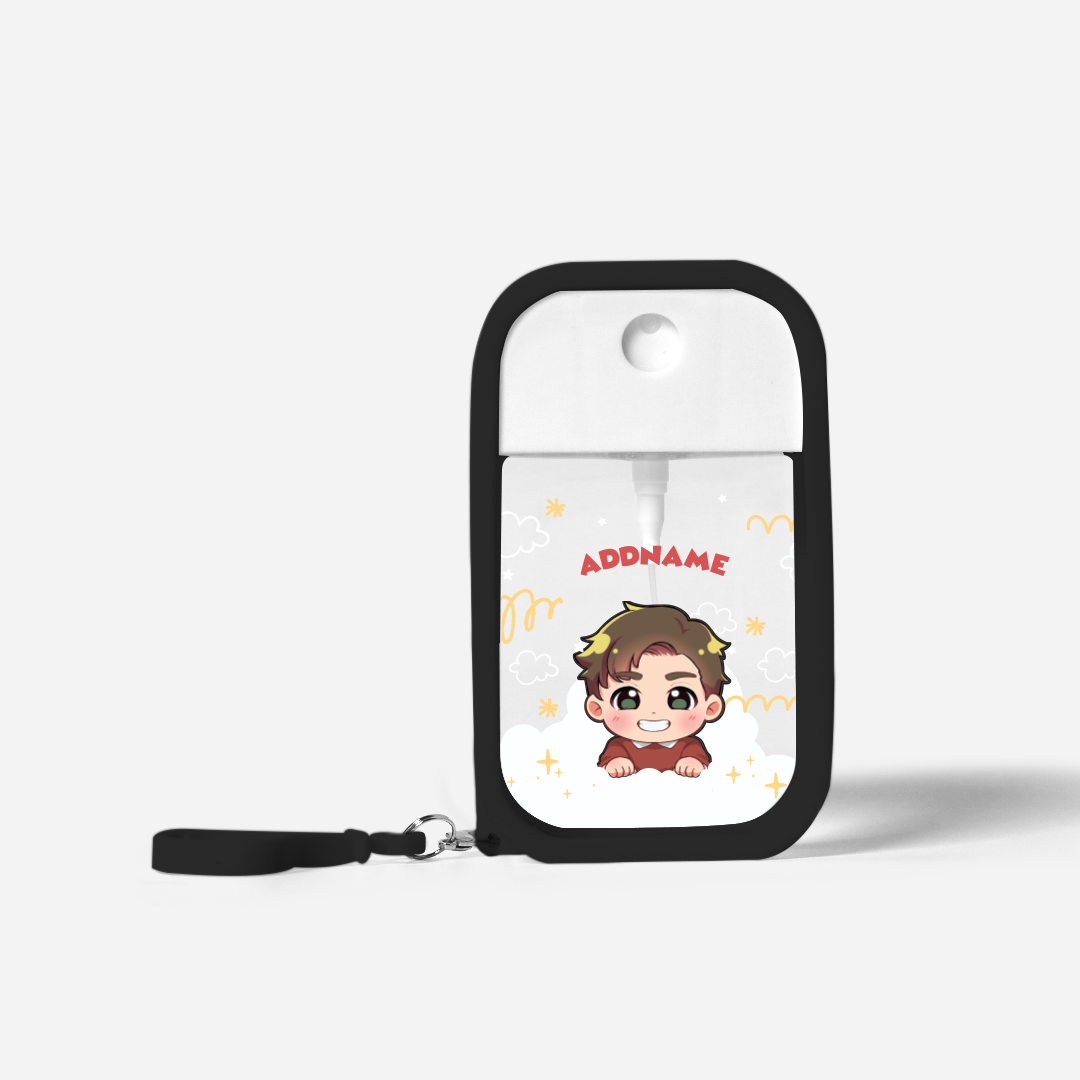 Chibi Me Series Refillable Hand Sanitizer with Personalisation - Chinese Male Black