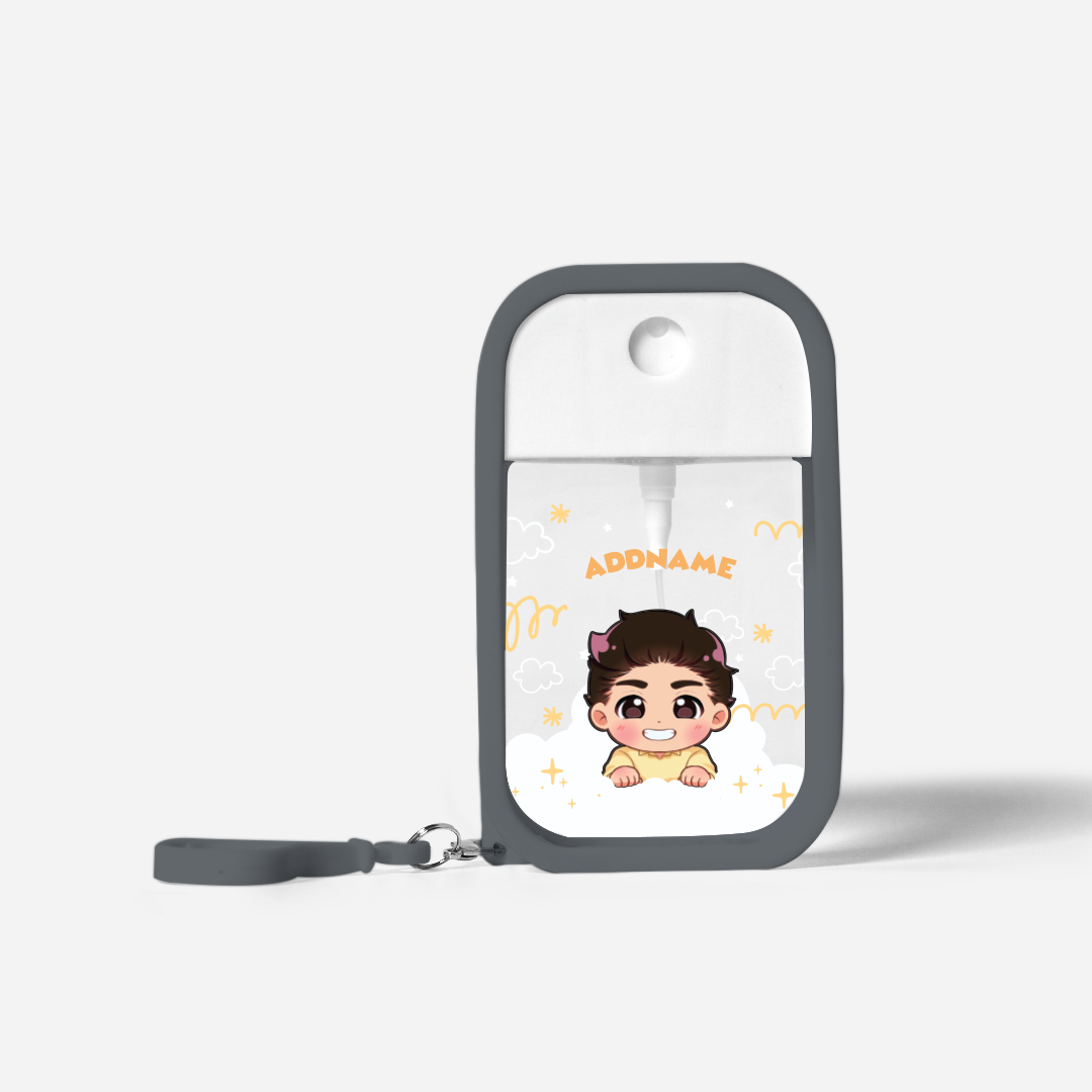 Chibi Me Series Refillable Hand Sanitizer with Personalisation - Malay Male Grey