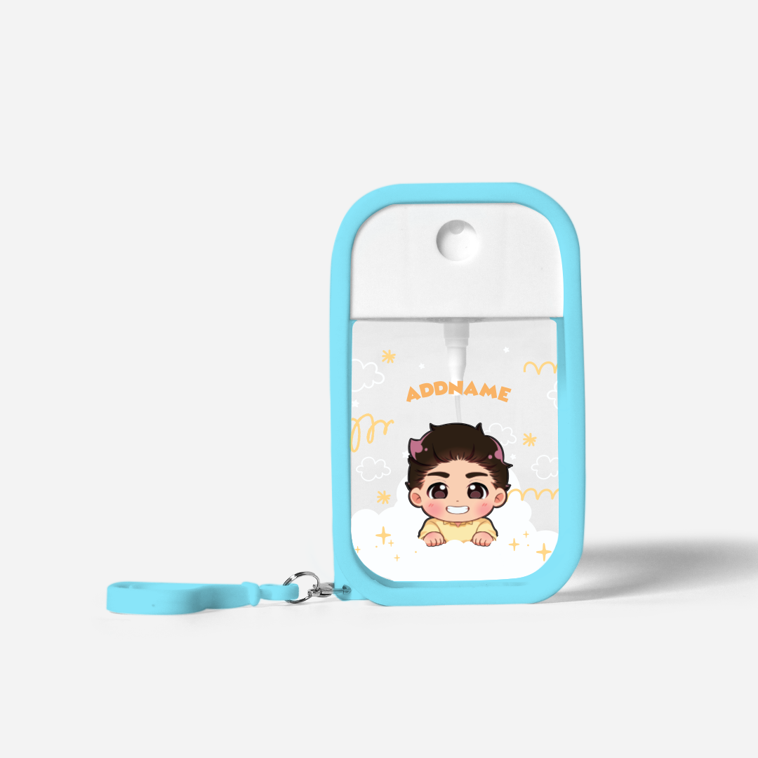 Chibi Me Series Refillable Hand Sanitizer with Personalisation - Malay Male Light BLue