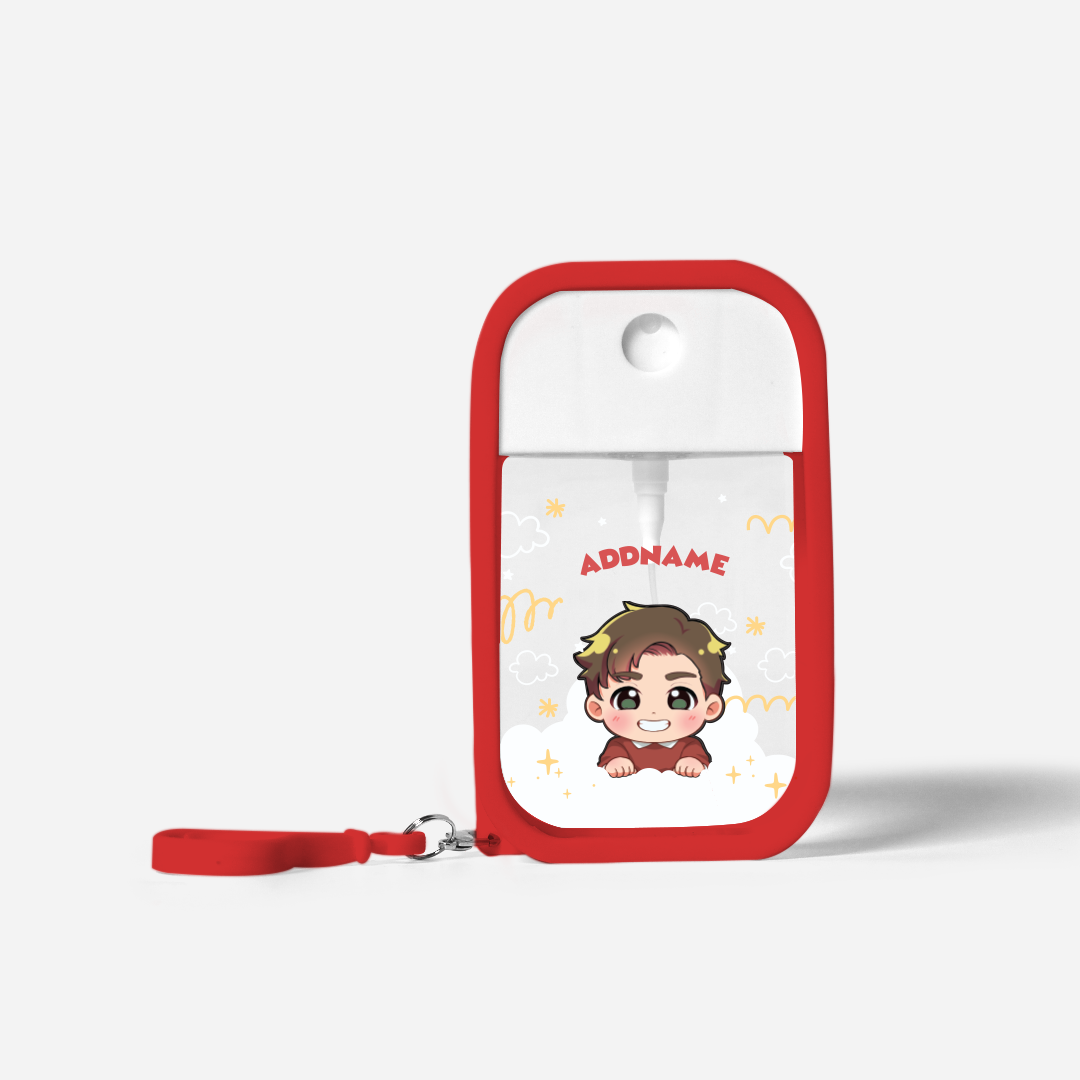 Chibi Me Series Refillable Hand Sanitizer with Personalisation - Chinese Male Red