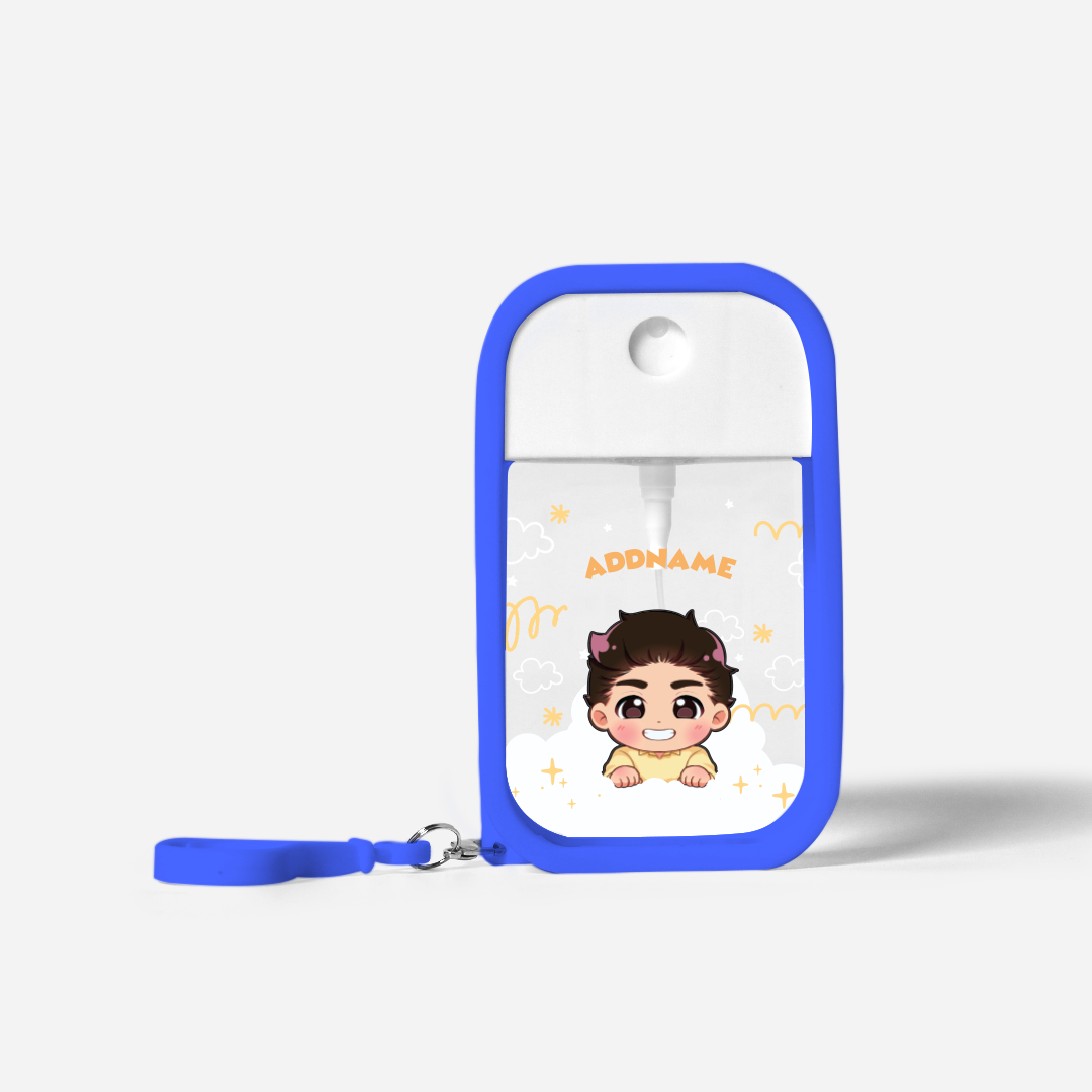 Chibi Me Series Refillable Hand Sanitizer with Personalisation - Malay Male Royal Blue