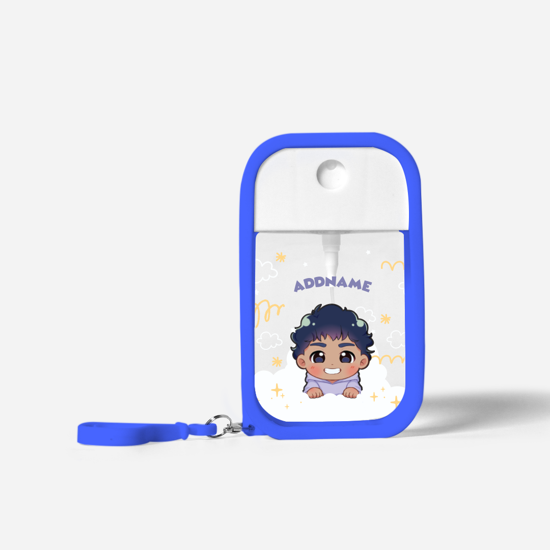 Chibi Me Series Refillable Hand Sanitizer with Personalisation - Indian Male Royal Blue