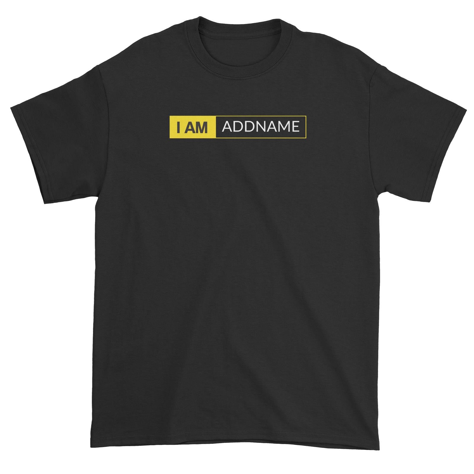 I AM Addname in Yellow Box Unisex T-Shirt Basic Nikon Matching Family Personalizable Designs