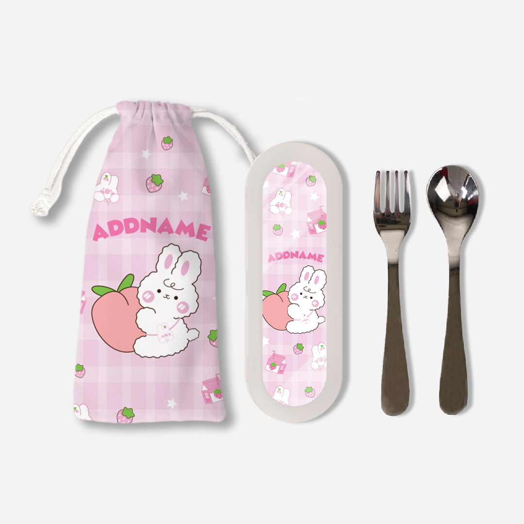 Cute Doodle Series Kids Foodie Set - Pink Cute Bunny