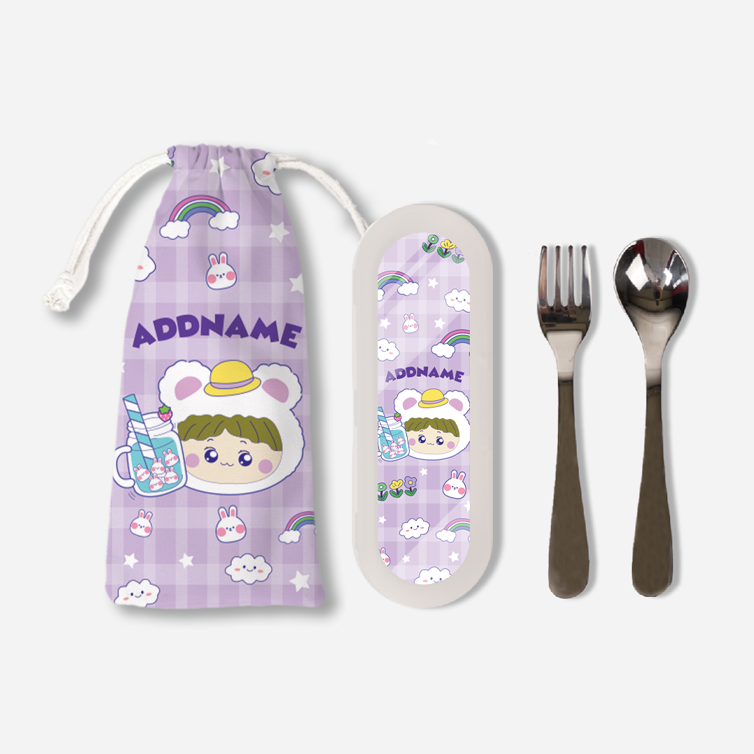 Cute Doodle Series Kids Foodie Set - Purple Summer Bear