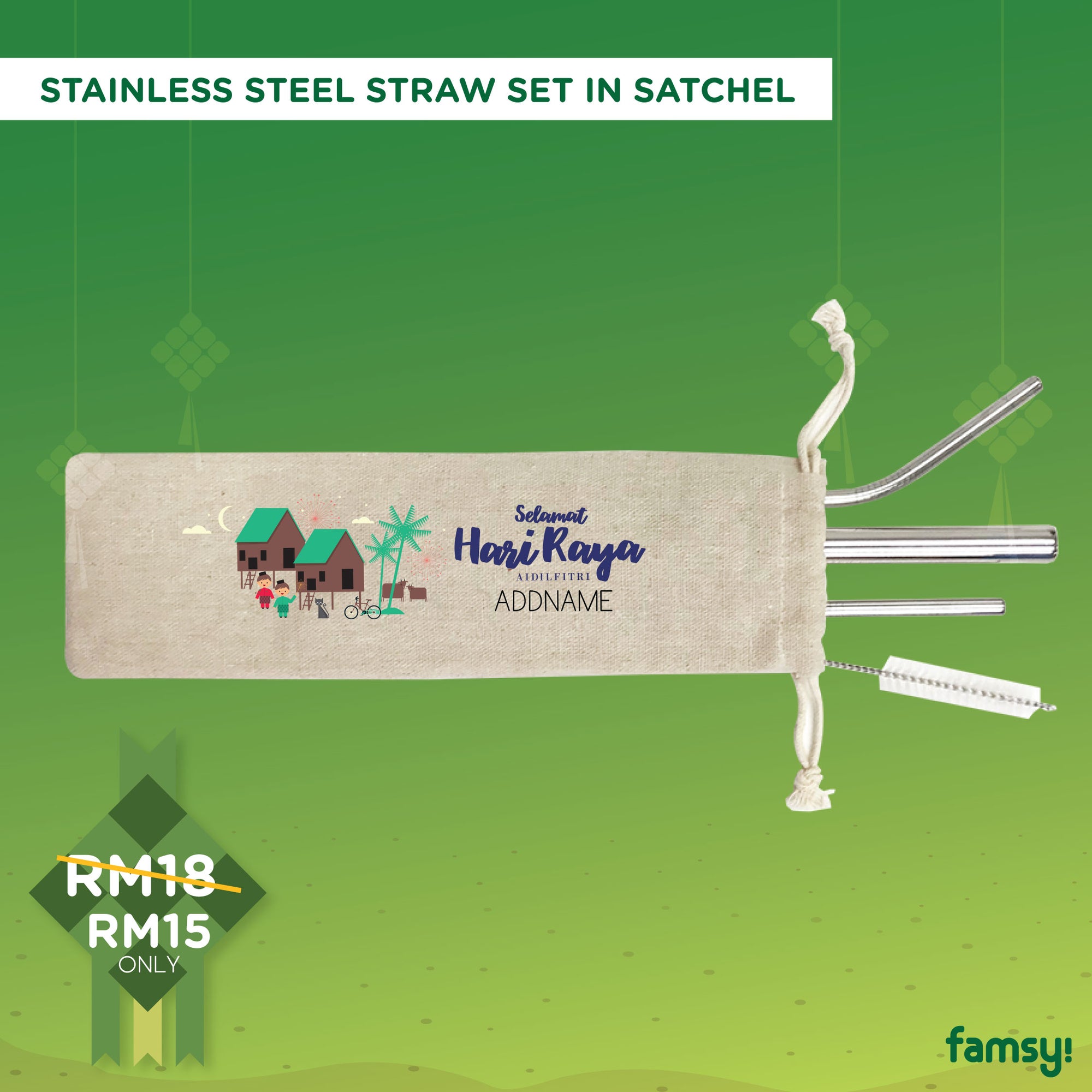 4-in-1 Stainless Steel Straws Raya Gift Sets