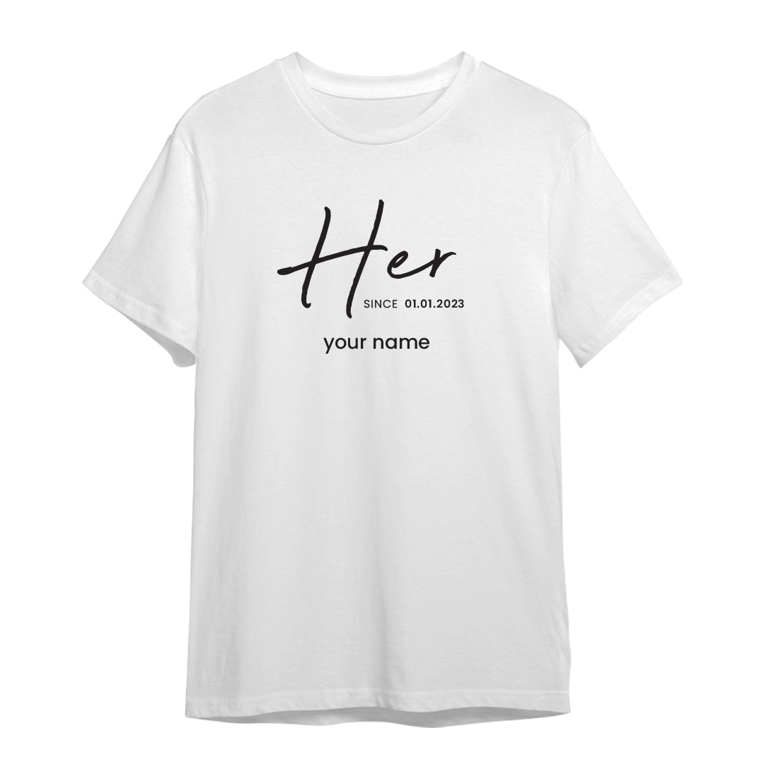Couple Series “Hers Since” Premium Unisex T-Shirt (Add Name)