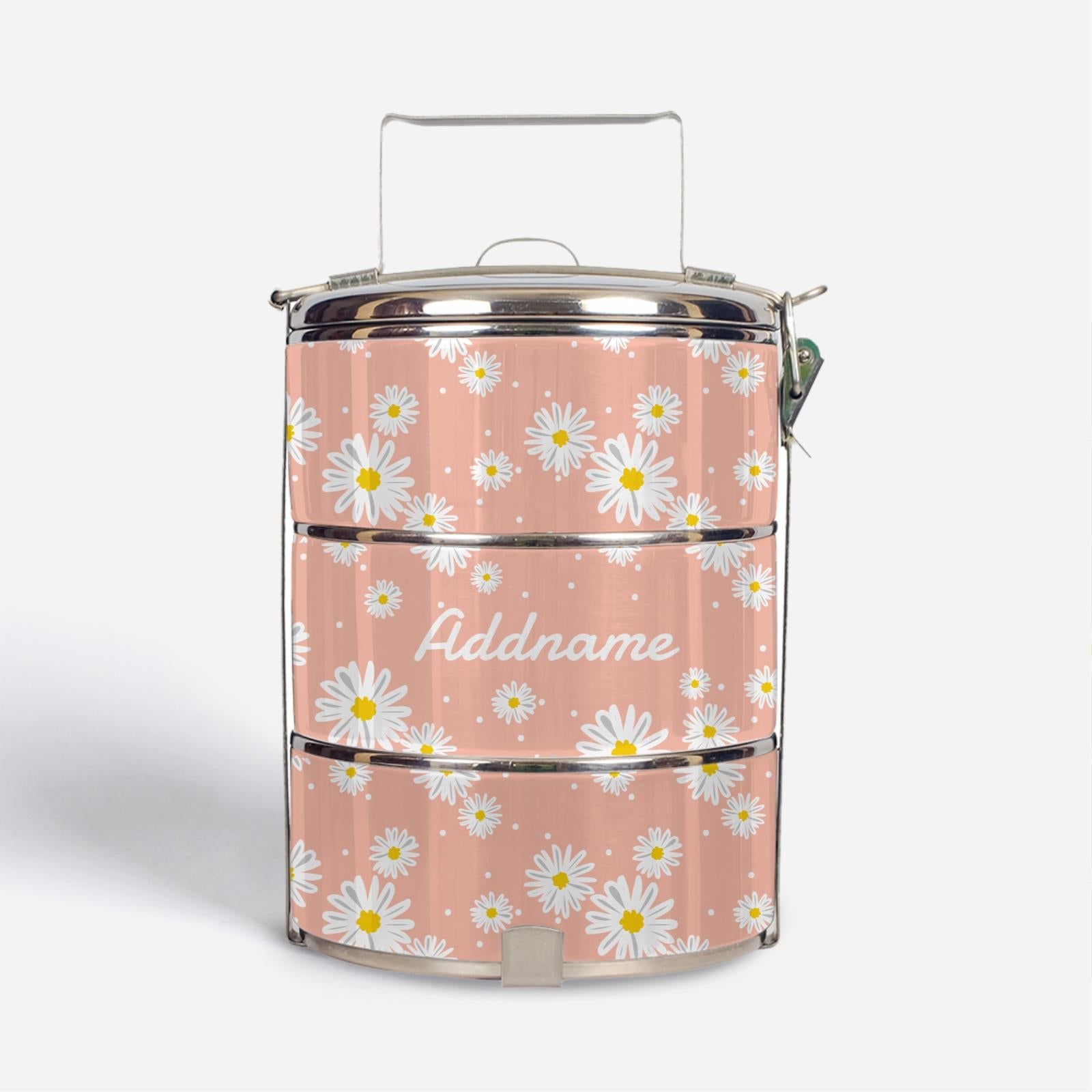 Daisy Series - Coral - Three-Tier Tiffin Carrier