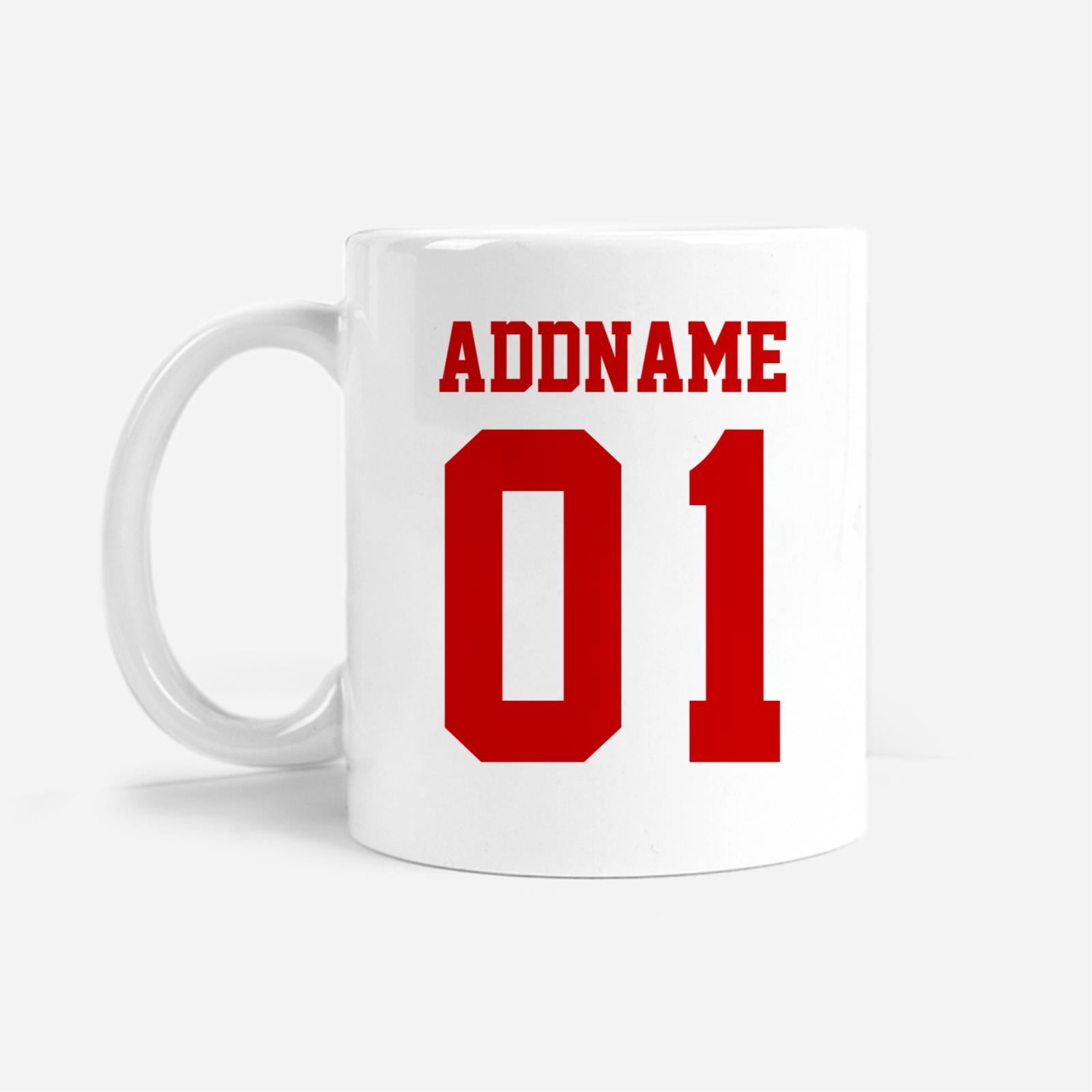 Arsenal Football Fan Mug Personalizable with Name and Number