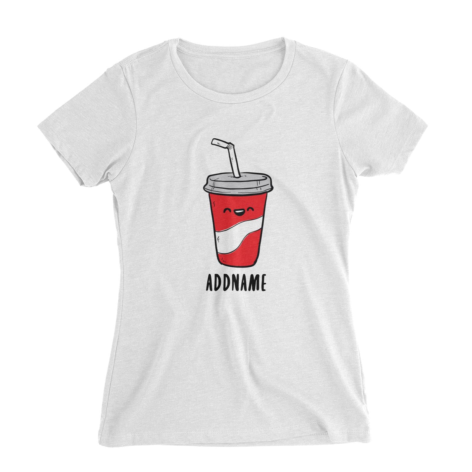 Fast Food Coke Addname Women's Slim Fit T-Shirt  Comic Cartoon Matching Family Personalizable Designs