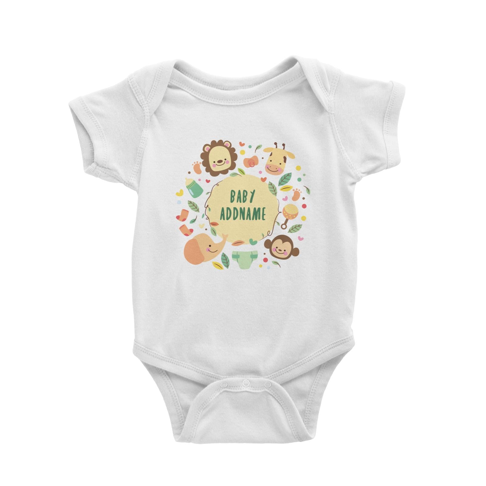 Baby Safari Animals with Addname Baby Romper