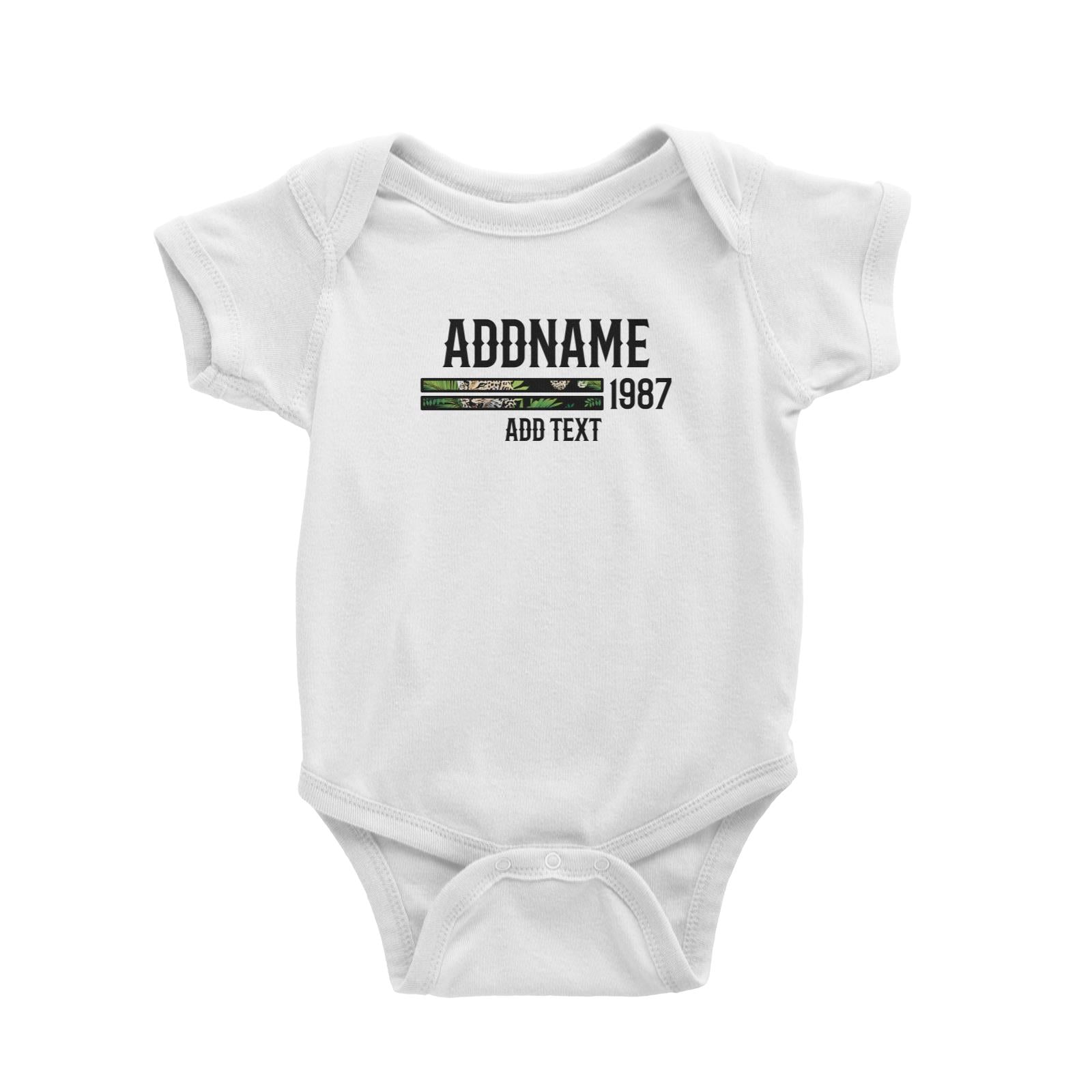 Tropical Leaves Leopard Bars Personalizable with Name Year and Text Baby Romper