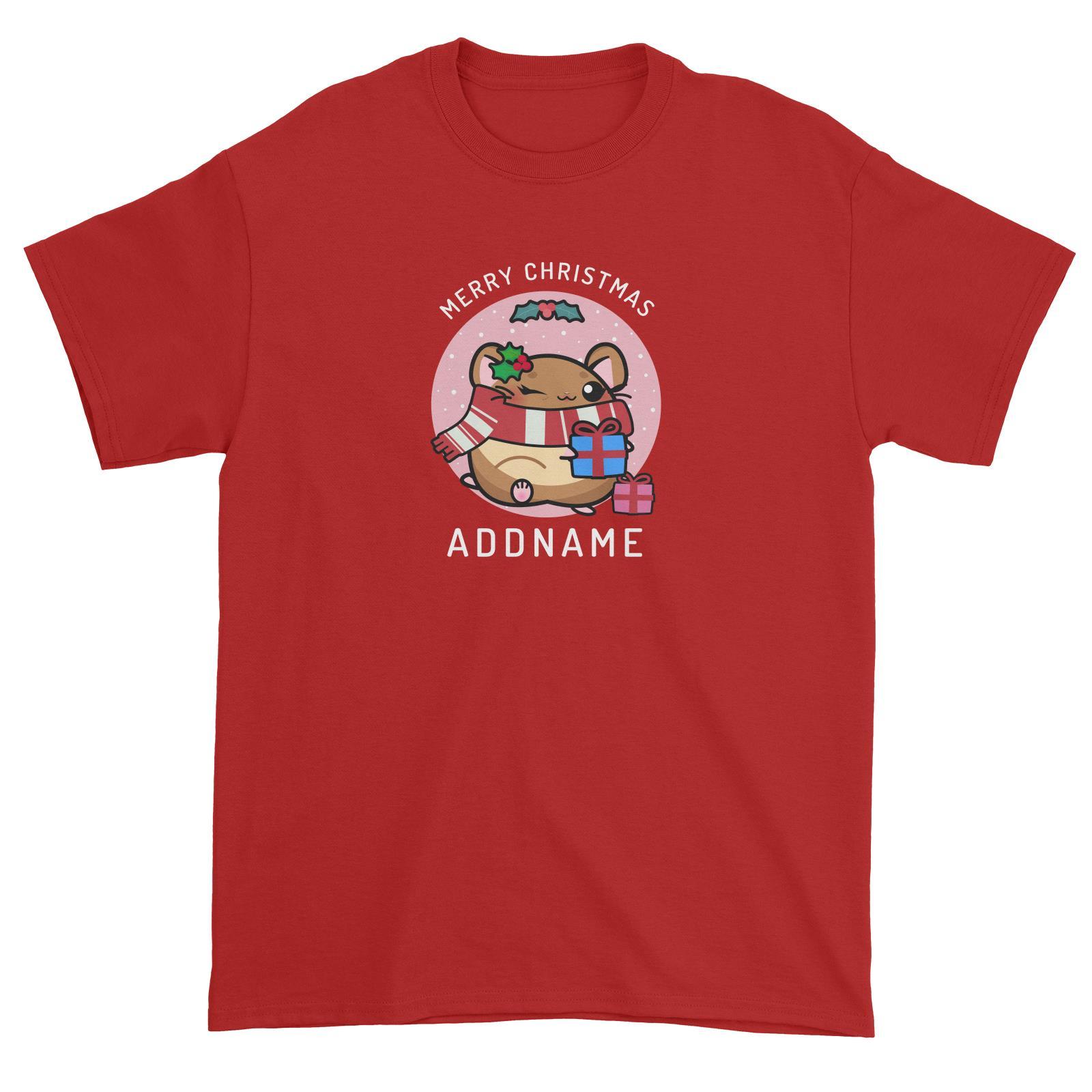 Merry Christmas Cute Santa Mistletoe Mother Hamster Unisex T-Shirt