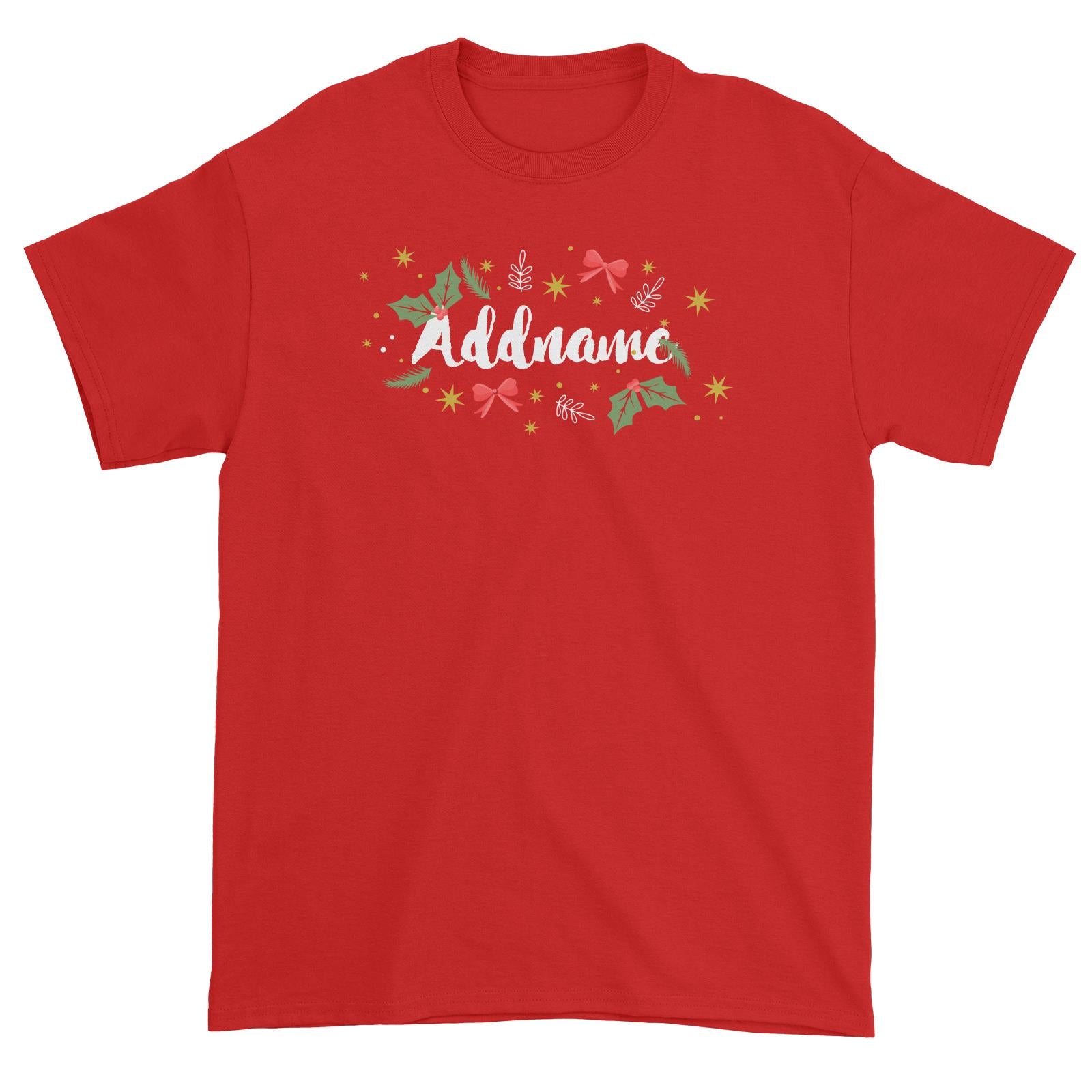 Christmas Elements Addname Unisex T-Shirt  Personalizable Designs Lettering Matching Family