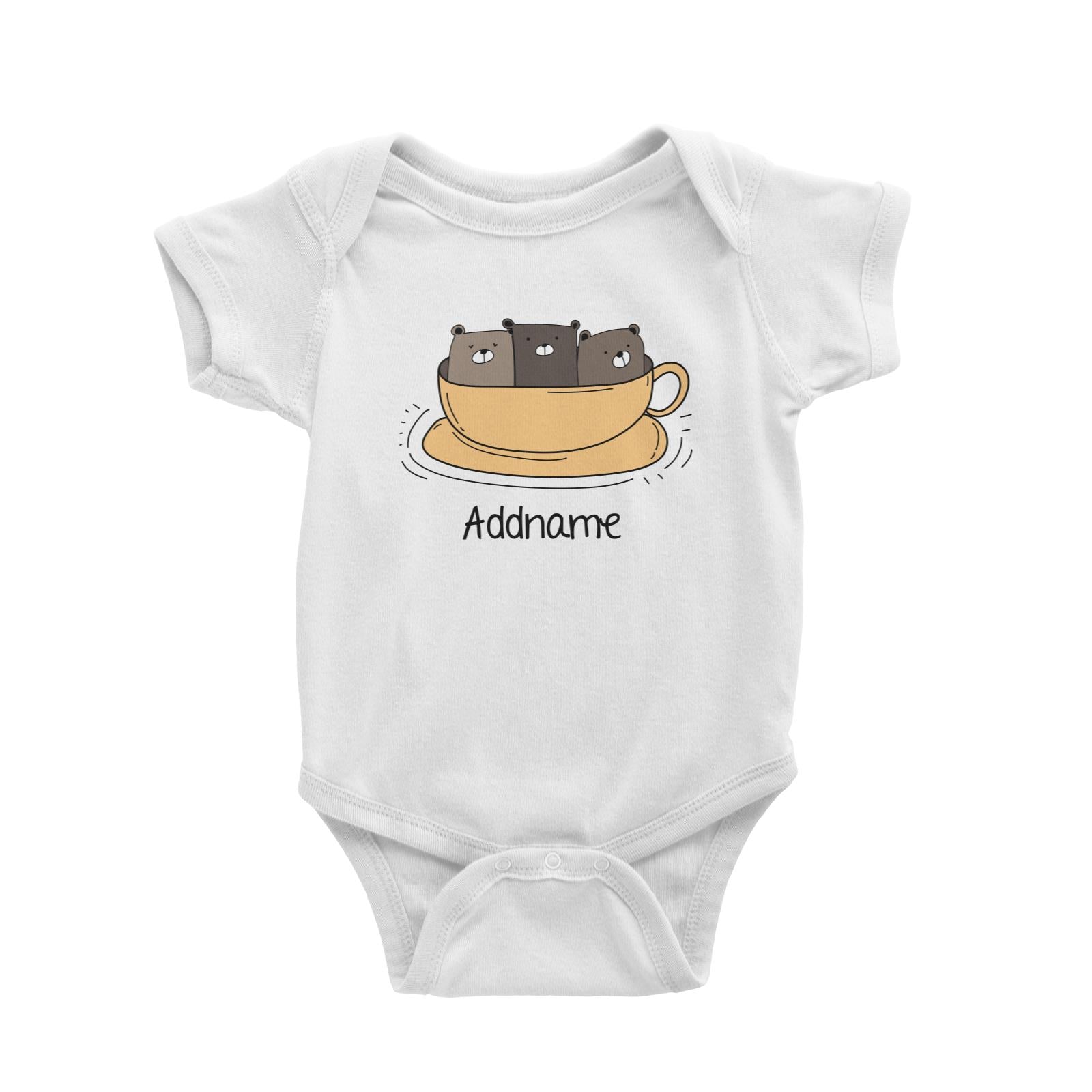 Cute Animals And Friends Series Hello Bear Coffee Cup Group Addname Baby Romper