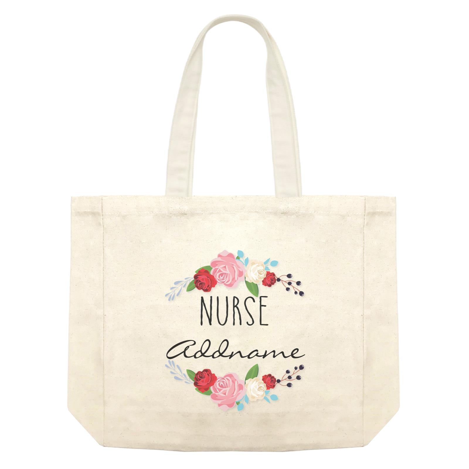 Nurse Quotes Flower Wreath Nurse Addname Shopping Bag