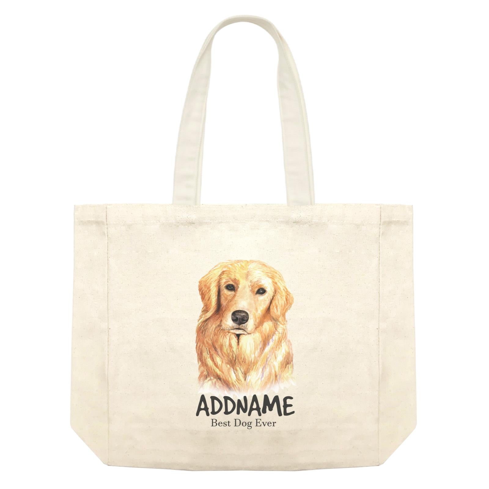 Watercolor Dog Golden Retriever Best Dog Ever Addname Shopping Bag