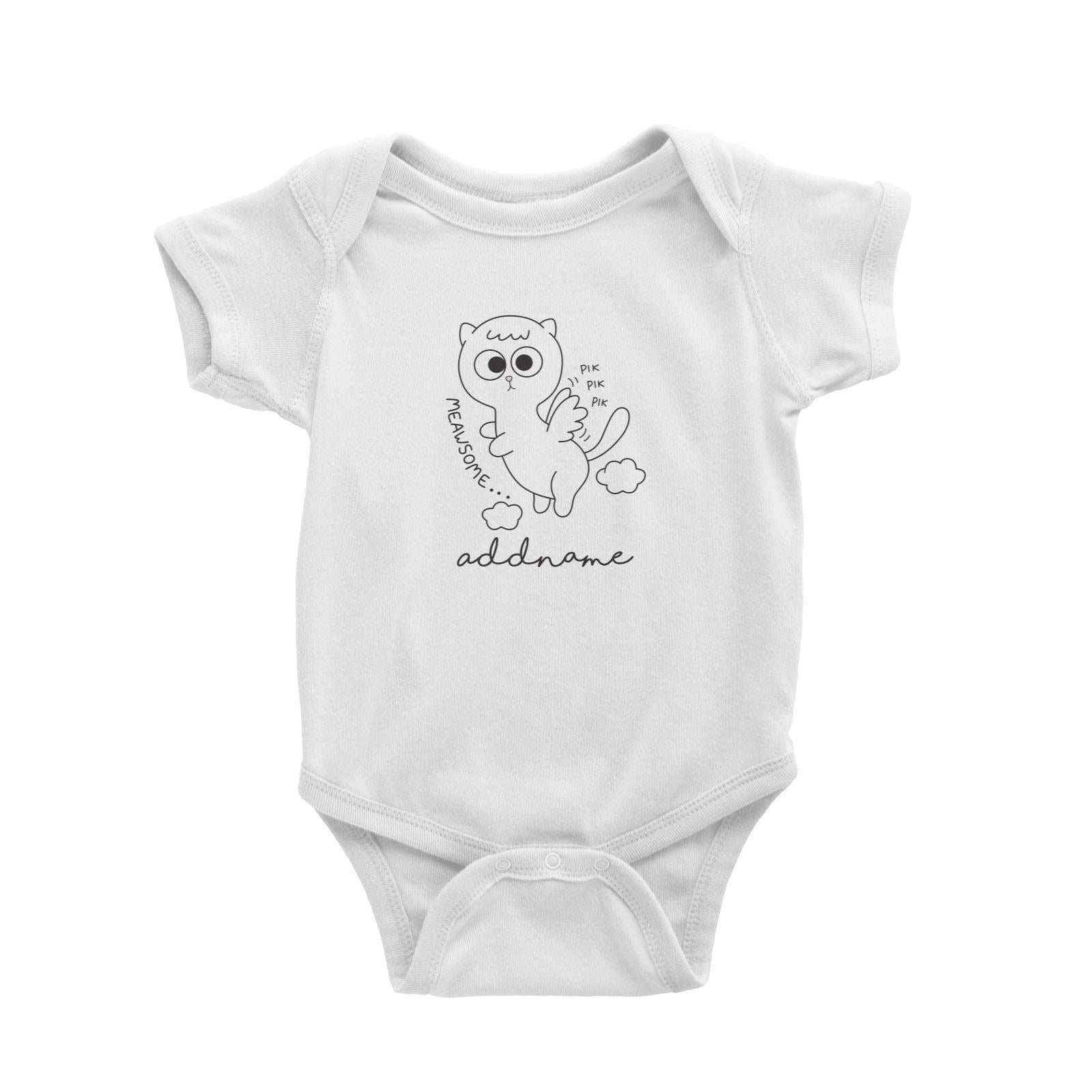 Cool Cute Animals Cats Angel Cat Meawsome Addname Baby Romper