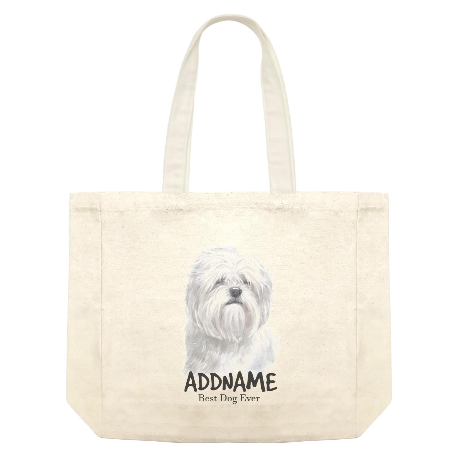 Watercolor Dog Lhasa Apso Best Dog Ever Addname Shopping Bag
