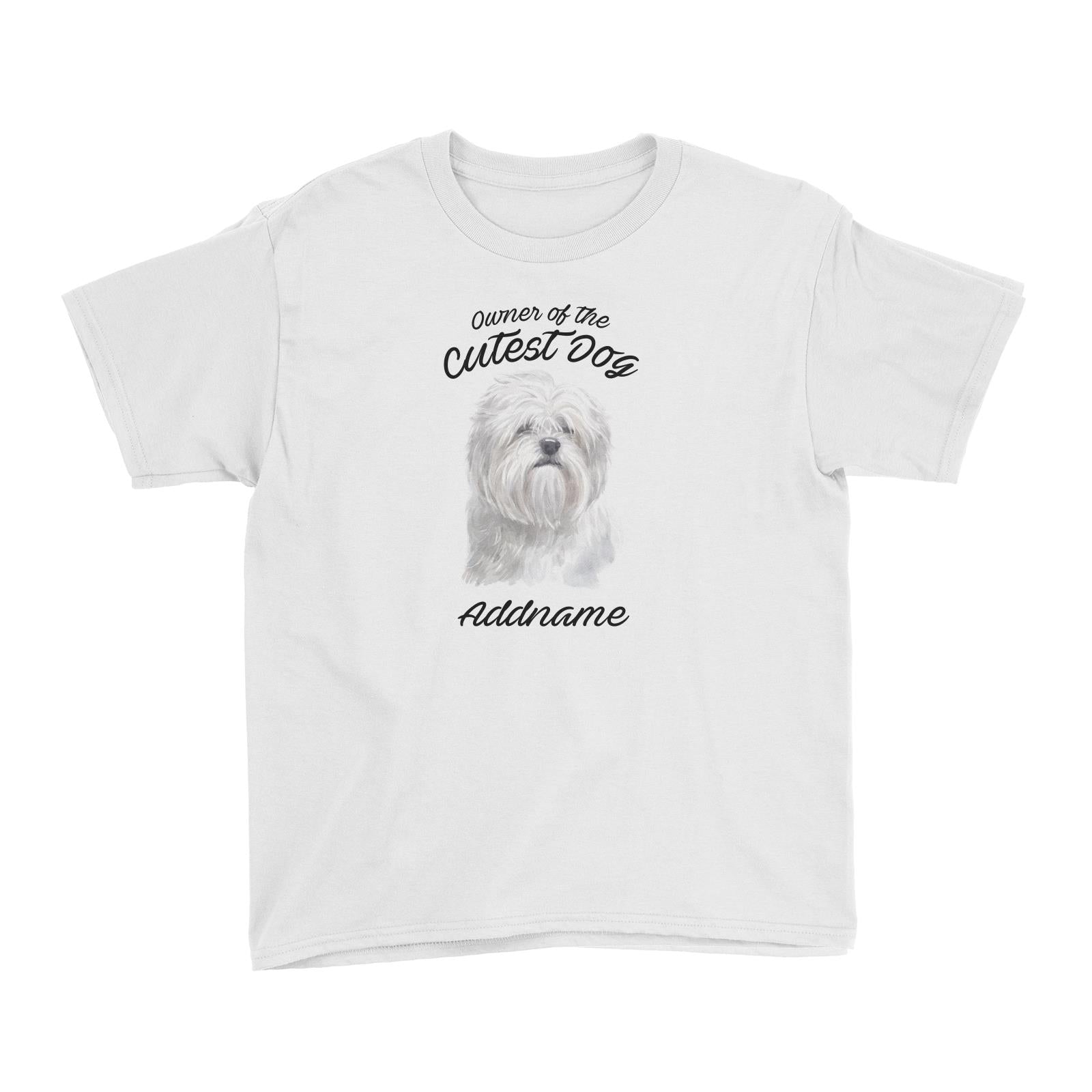 Watercolor Dog Owner Of The Cutest Dog Lhasa Apso Addname Kid's T-Shirt