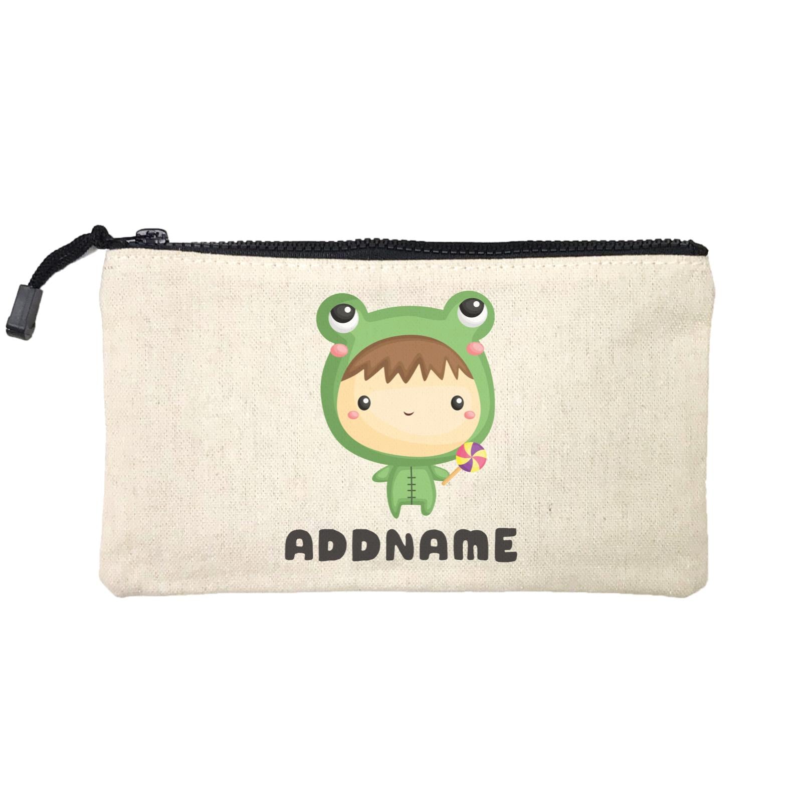 Birthday Frog Baby Boy Wearing Frog Suit Holding Lolipop Addname Mini Accessories Stationery Pouch