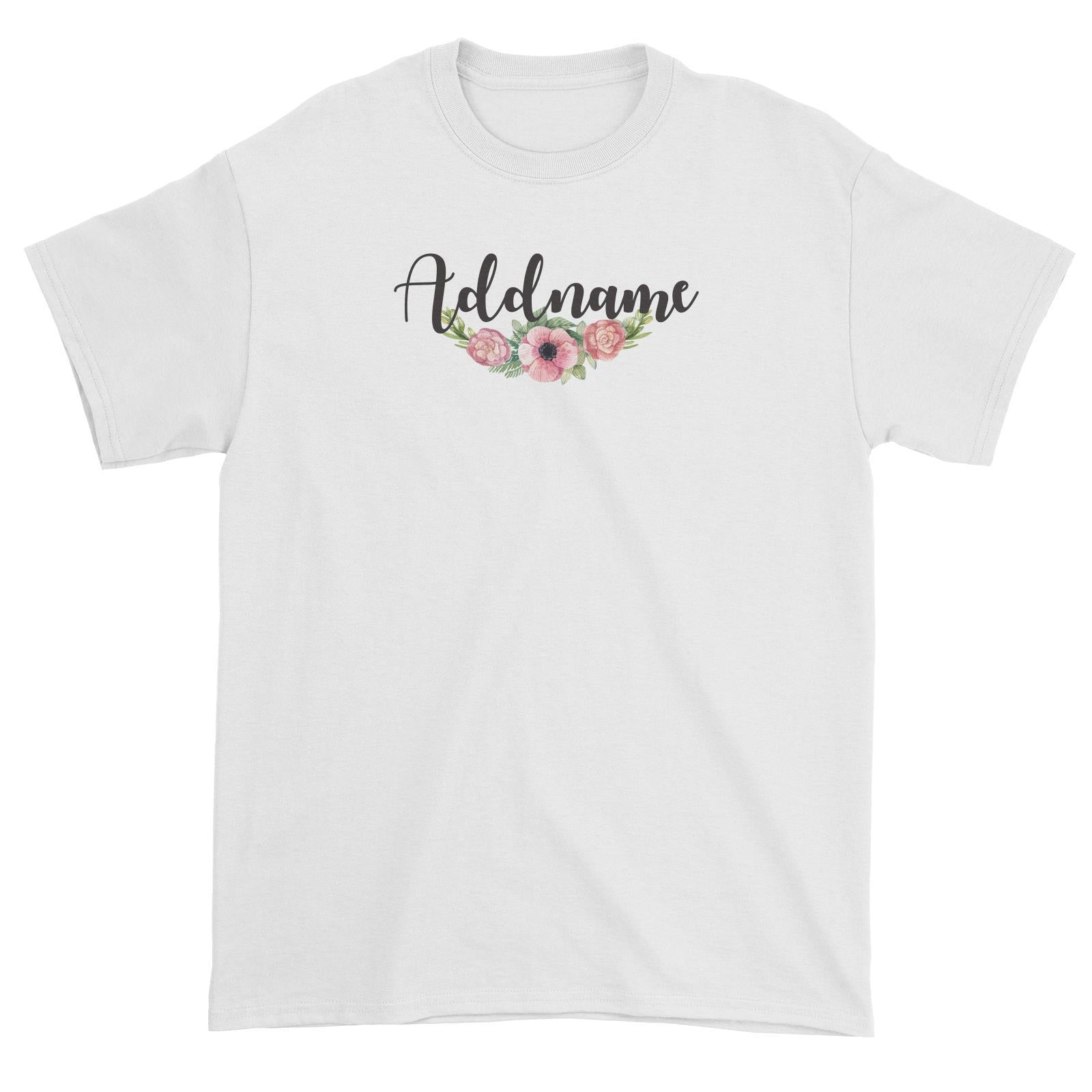 Bridesmaid Floral Sweet Pink Flower Addname Unisex T-Shirt