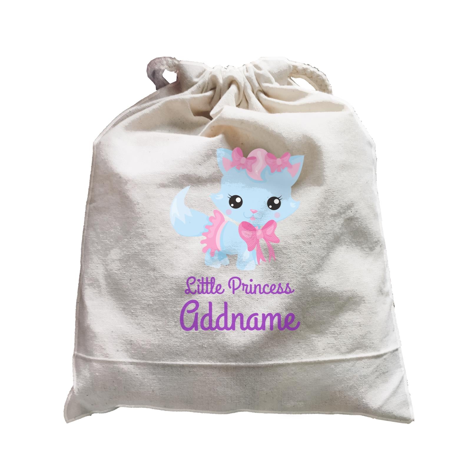Little Princess Pets Blue Cat with Pink Ribbons Addname Satchel