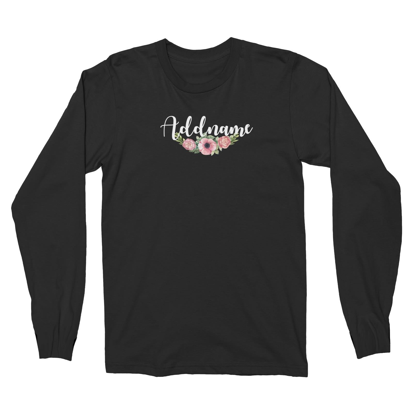 Bridesmaid Floral Sweet Pink Flower Addname Long Sleeve Unisex T-Shirt