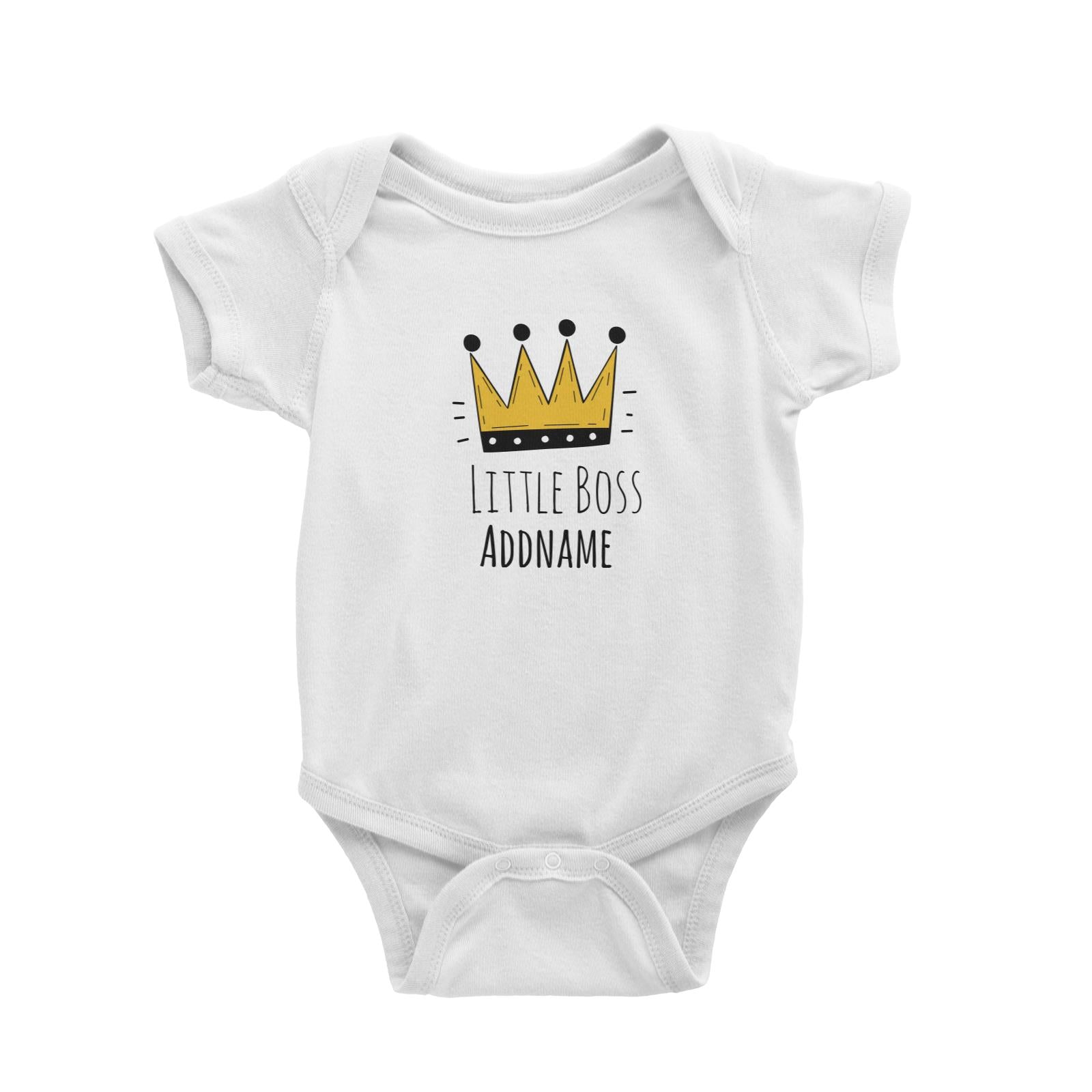 Drawn Crown Little Boss Addname Baby Romper
