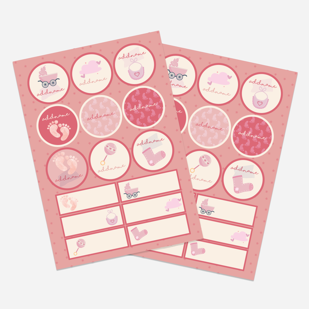 Footprint Girl Name Label Stickers