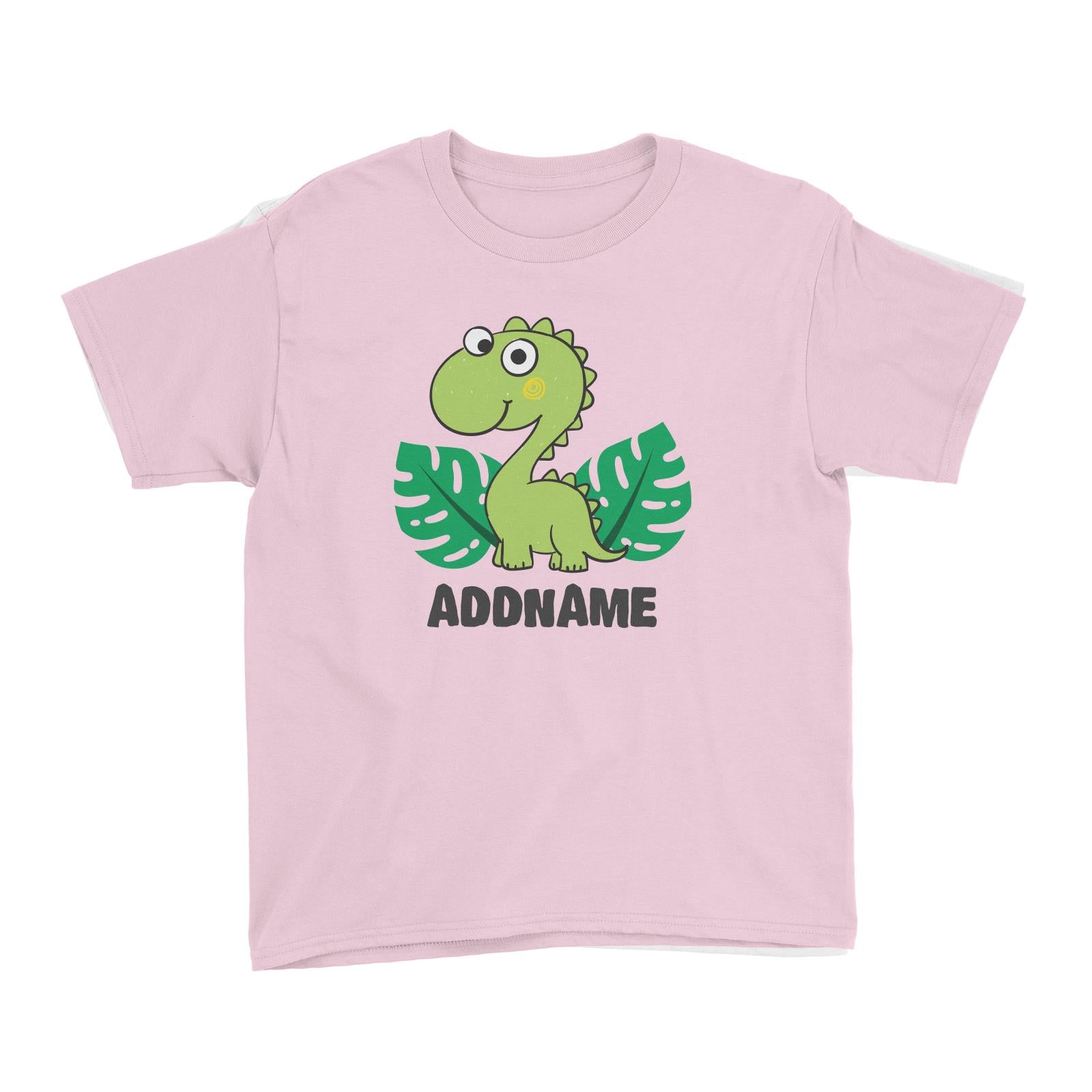 Super Cute Dinosaur With Green Leaves Kid's T-Shirt