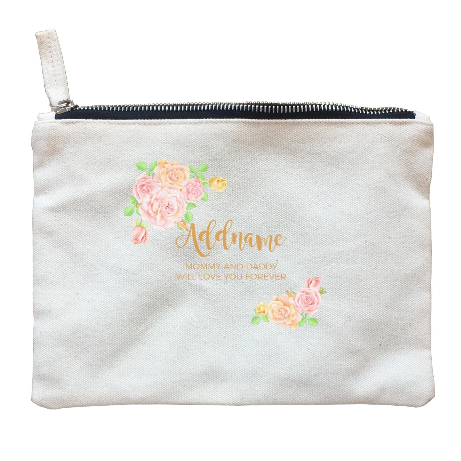 Sweet Rose Frame Personalisable with Name and Text Zipper Pouch