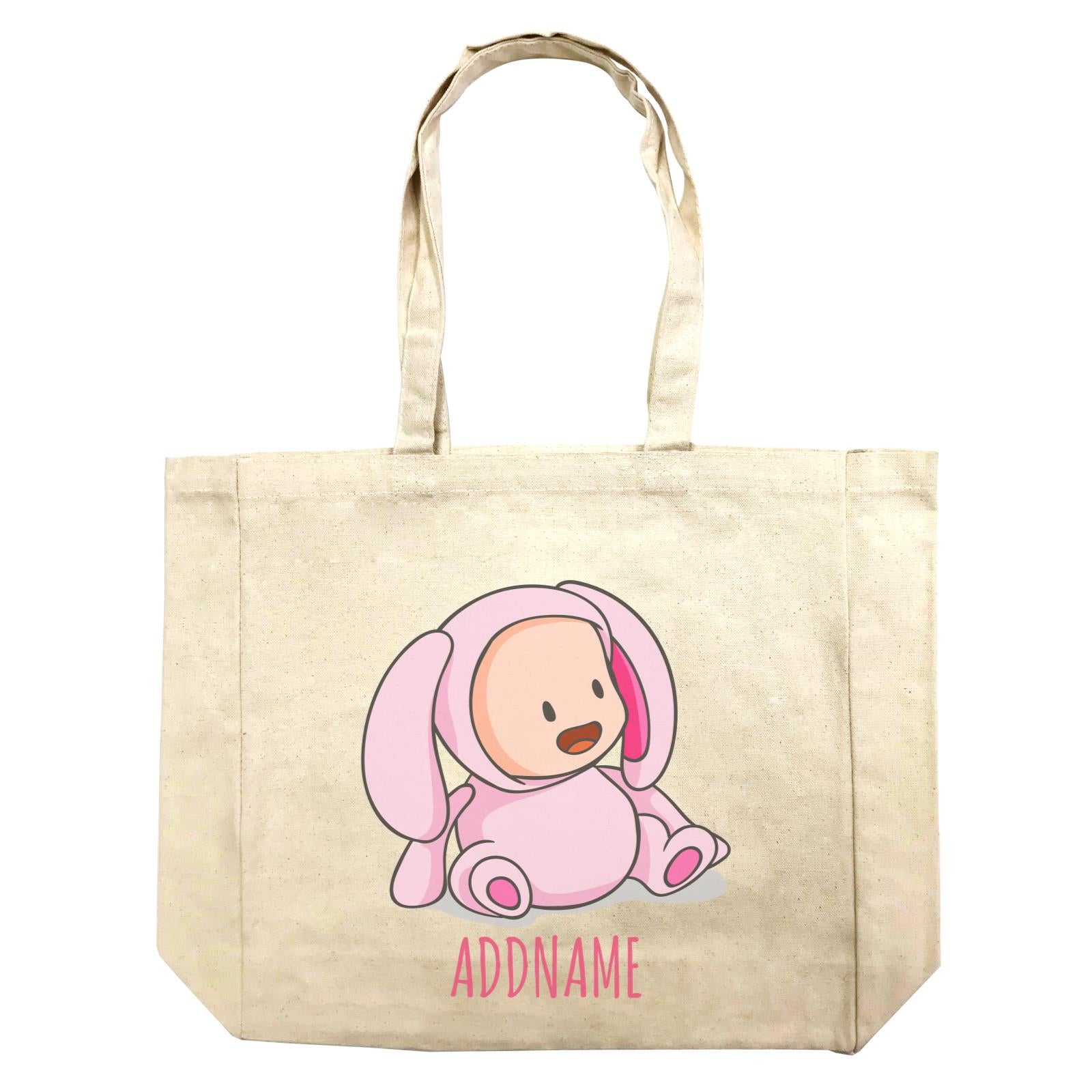 Cute Baby in Pink Rabbit Suit Addname Shopping Bag