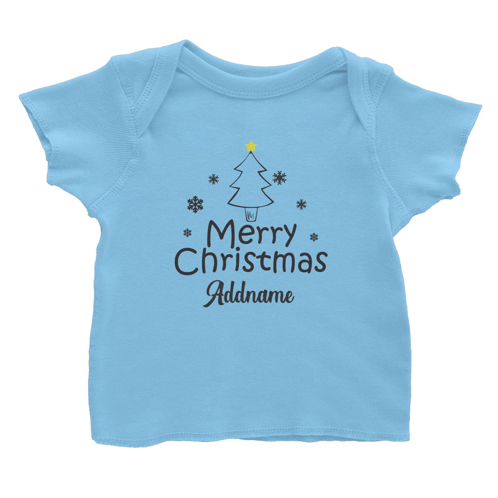 Christmas Series Merry Christmas Tree with Snowflakes Baby T-Shirt