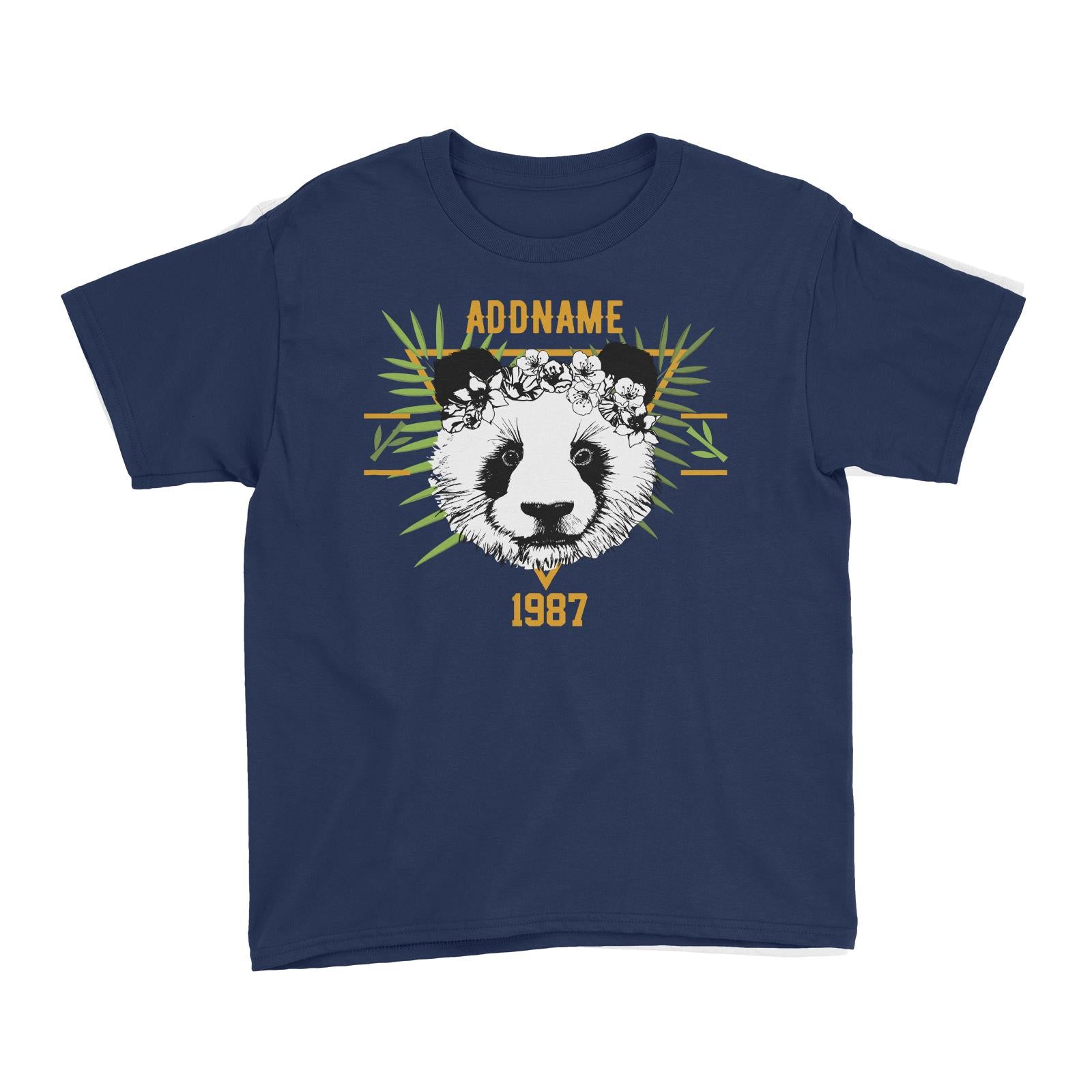 Jersey Panda With Flower Personalizable with Name and Year Kid's T-Shirt