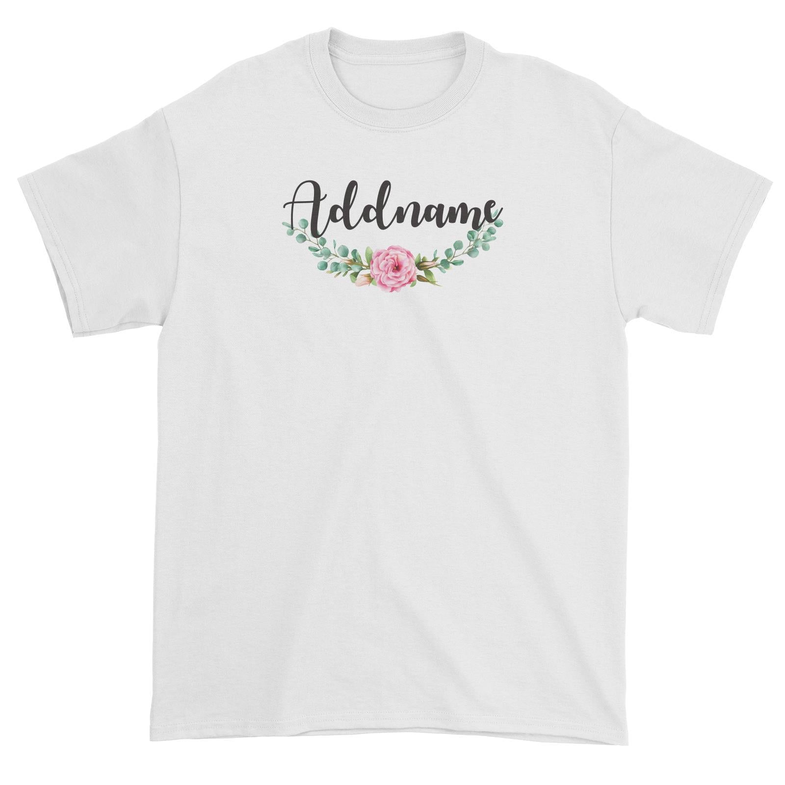 Bridesmaid Floral Modern Pink Flowers Addname Unisex T-Shirt