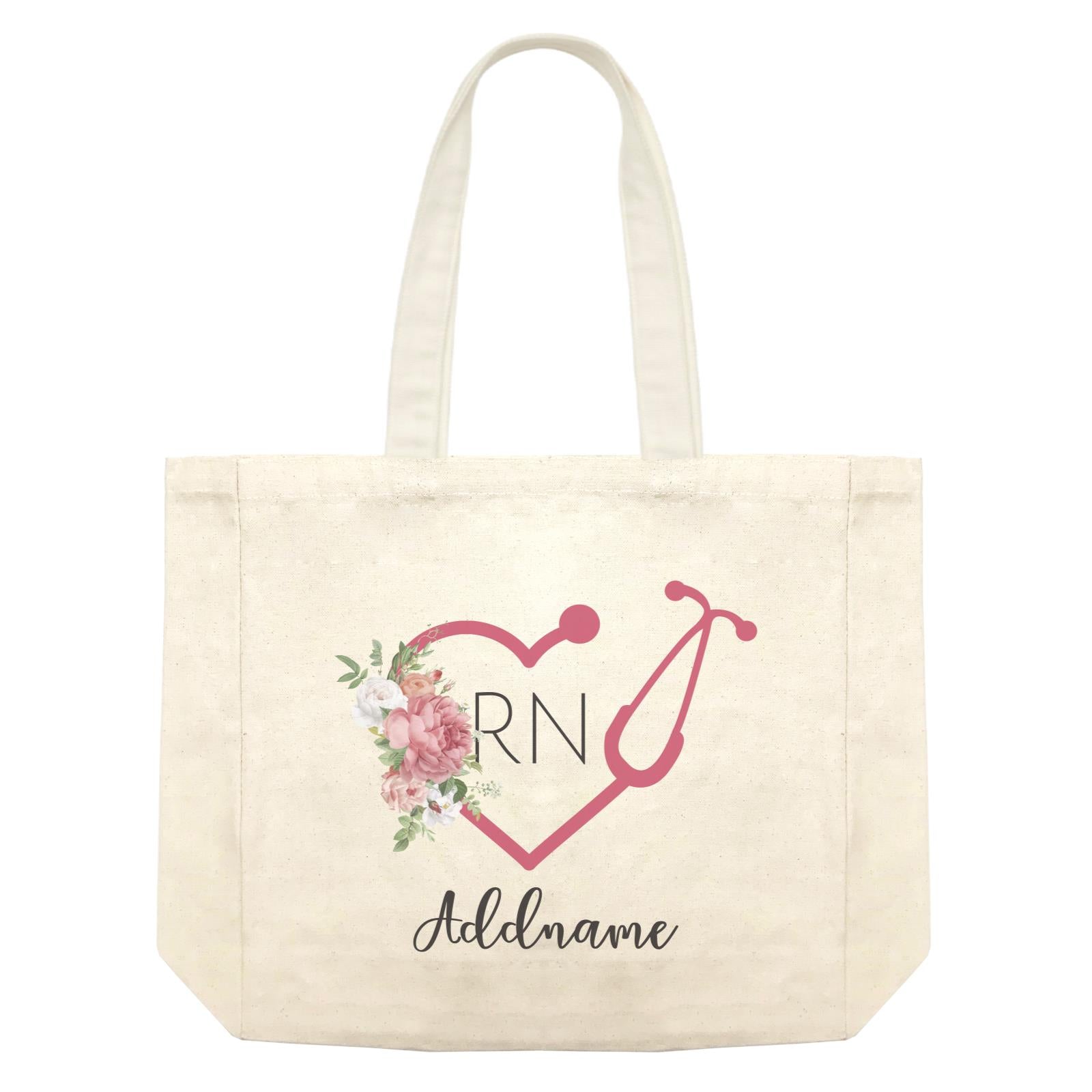 Nurse Quotes Stethoscope RN With Love Shape Addname Shopping Bag