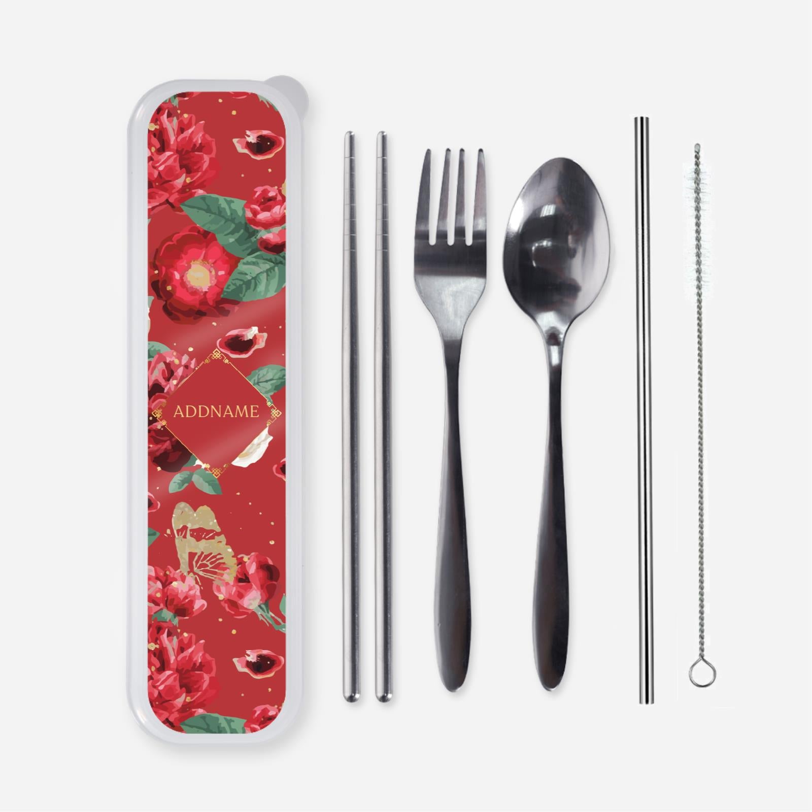 Royal Floral Series - Scorching Passion Cutlery With English Personalization