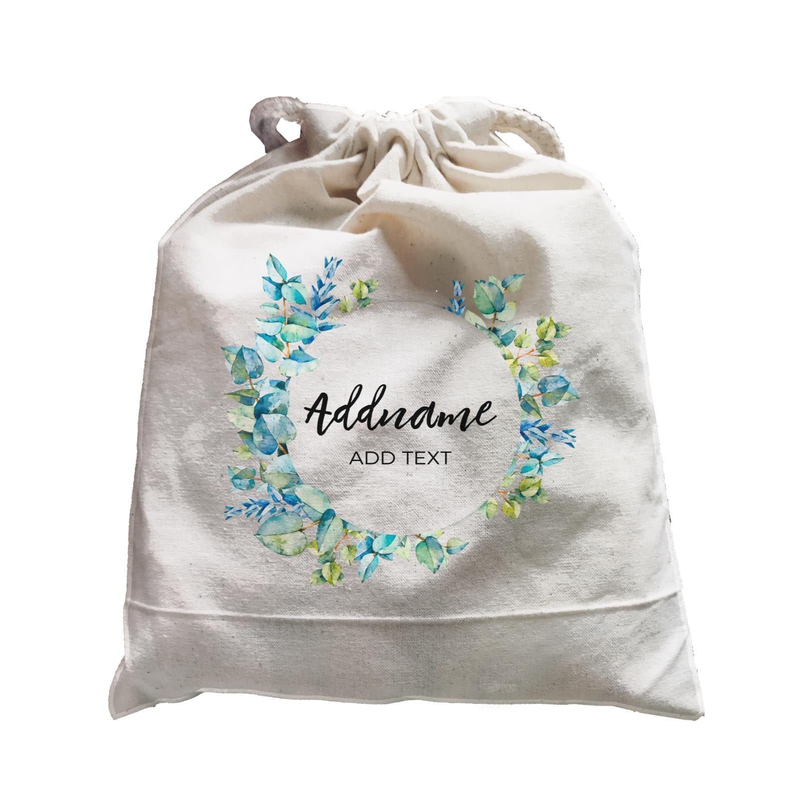 Add Your Own Text Teacher Blue Leaves Wreath Addname And Add Text Satchel