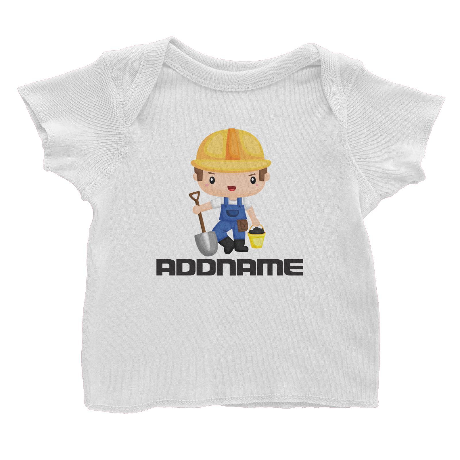 Birthday Construction Worker Boy In Work Addname Baby T-Shirt