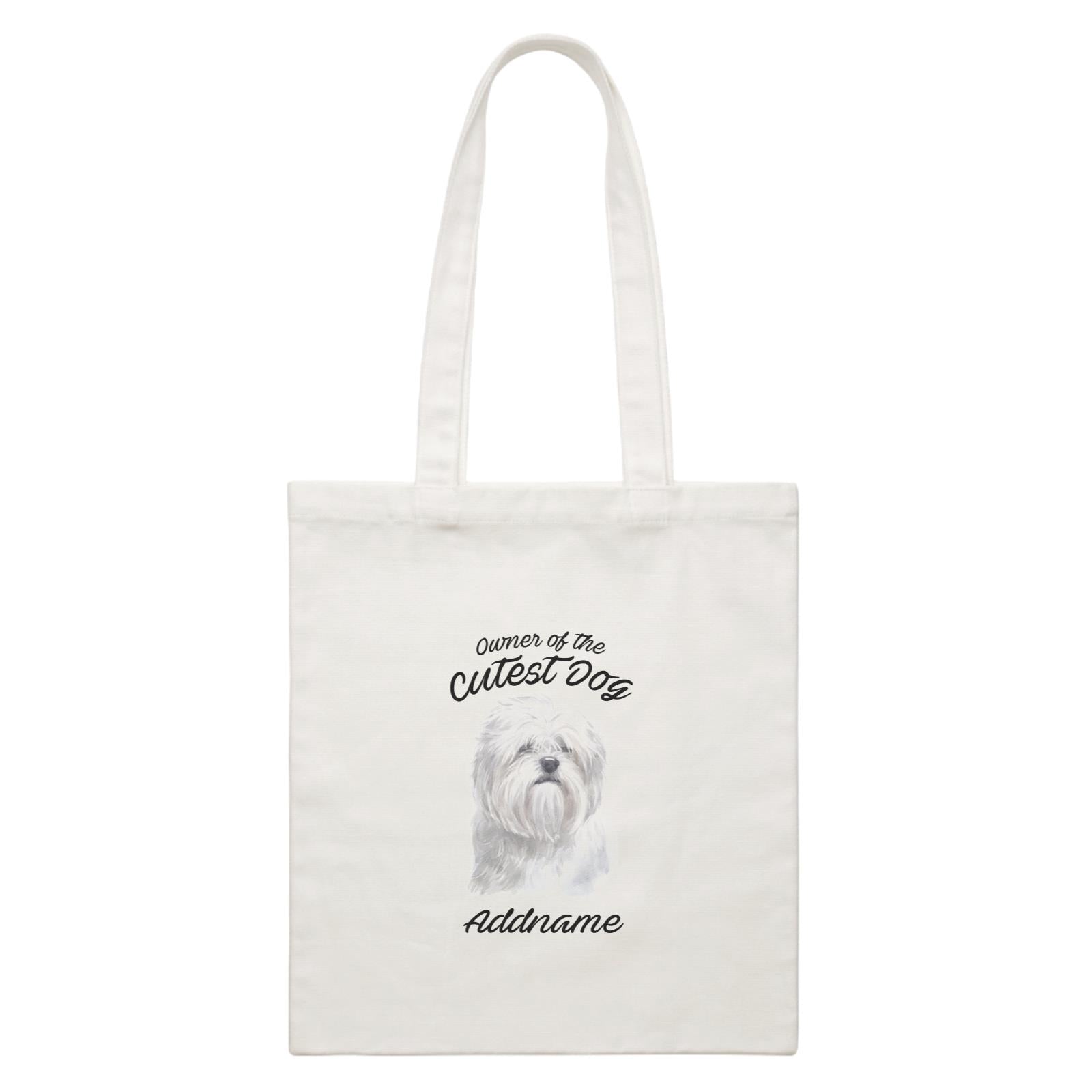 Watercolor Dog Owner Of The Cutest Dog Lhasa Apso Addname White Canvas Bag
