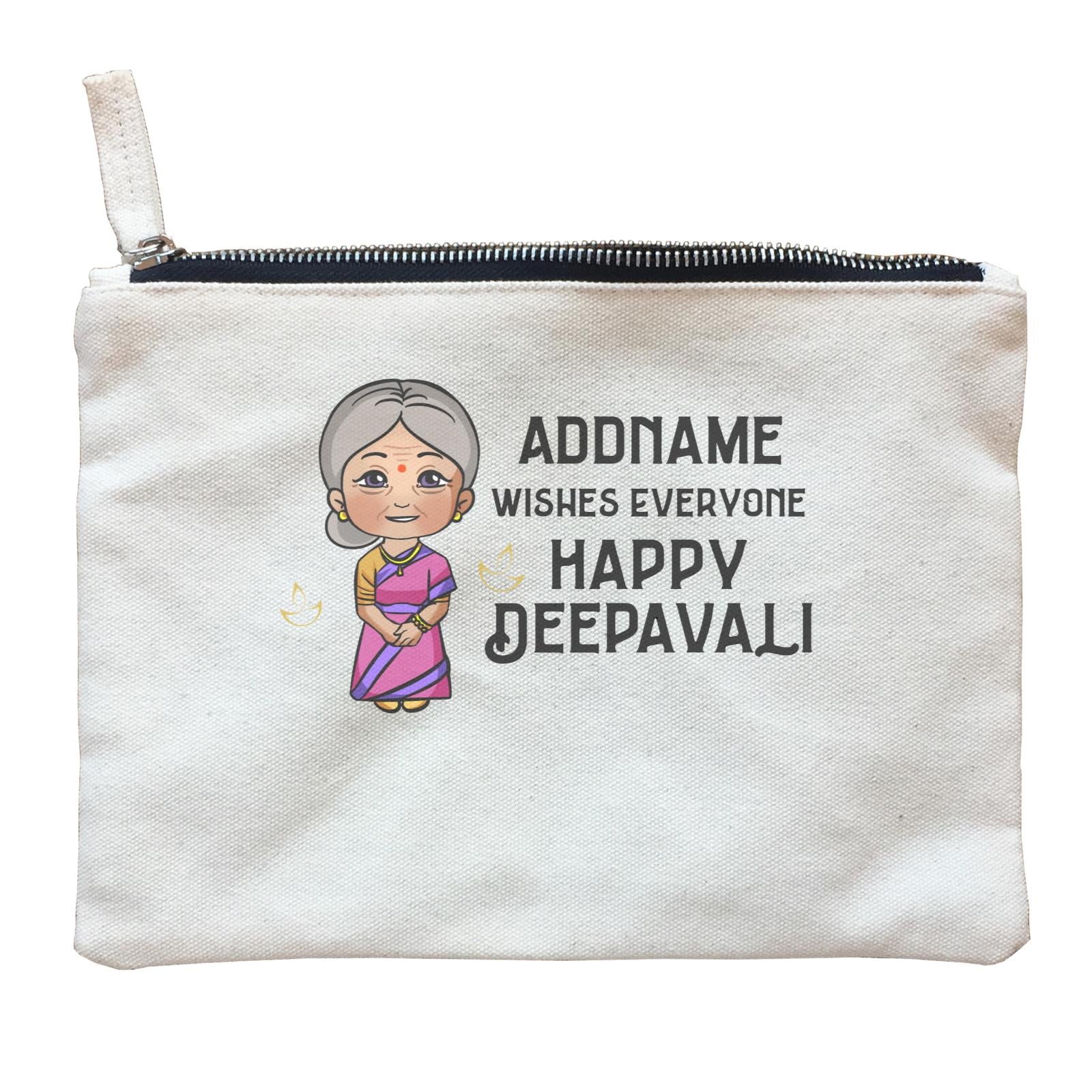 Deepavali Chibi Grandma Addname Wishes Everyone Deepavali Zipper Pouch