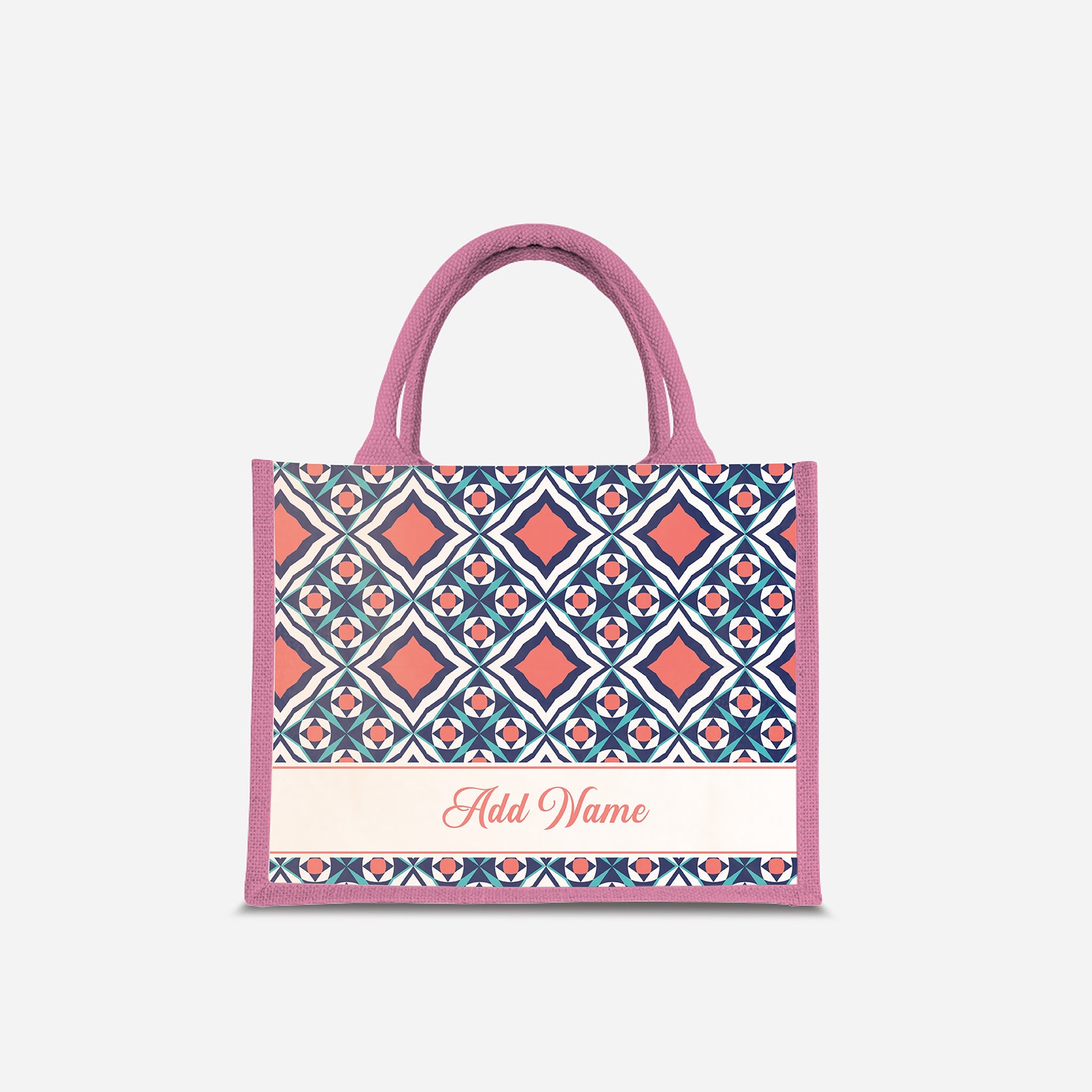 Moroccan Series Half Lining Small Jute Bag - Chihab Light Pink