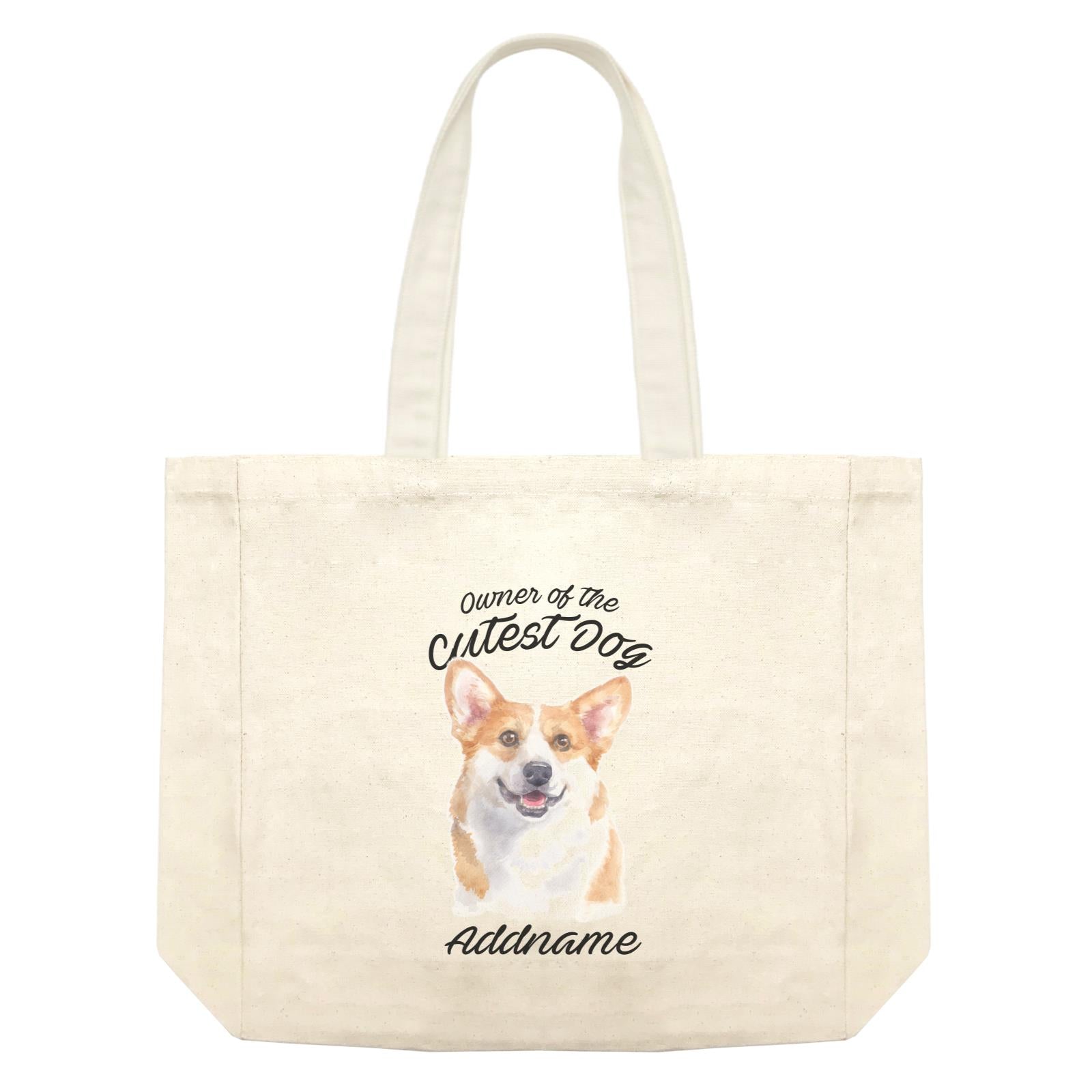 Watercolor Dog Owner Of The Cutest Dog Welsh Corgi Smile Addname Shopping Bag