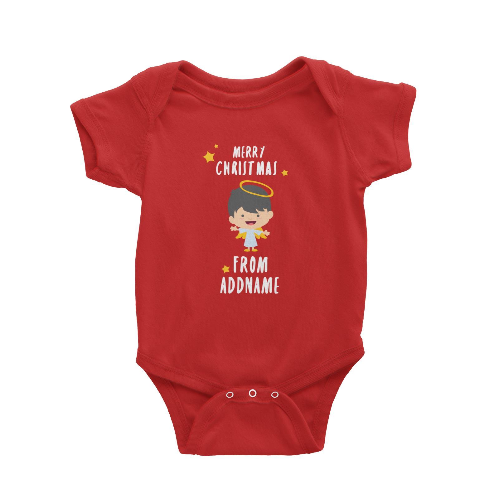 Cute Boy Angel Merry Christmas Addname Baby Romper  Personalizable Designs Matching Family