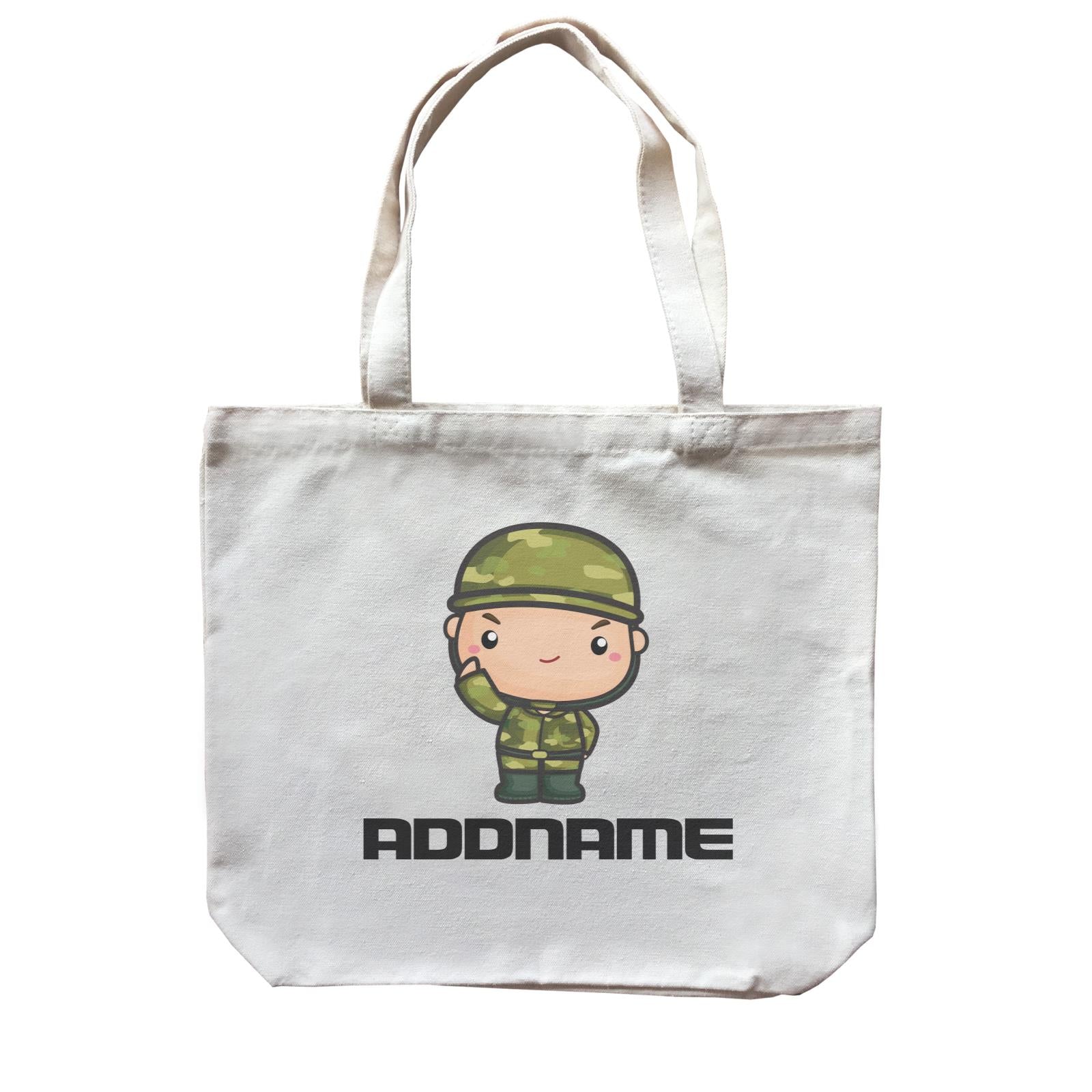 Birthday Battle Theme Army Soldier Boy Addname Canvas Bag